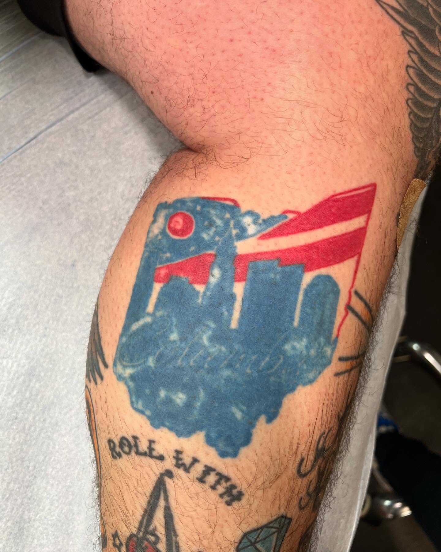 American flag American traditional tattoo on the forearm by Dustin Hysell