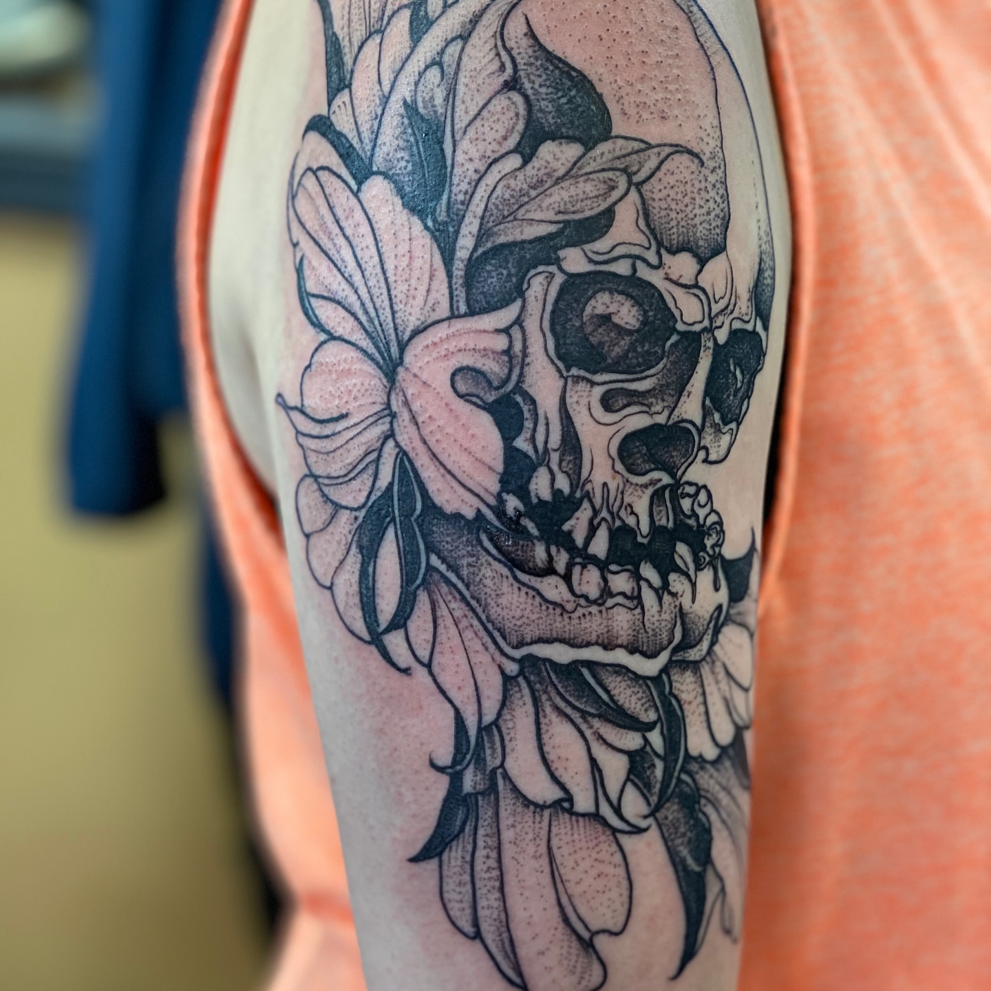 Tattoo by @blackbenny — dotwork, black_and_grey