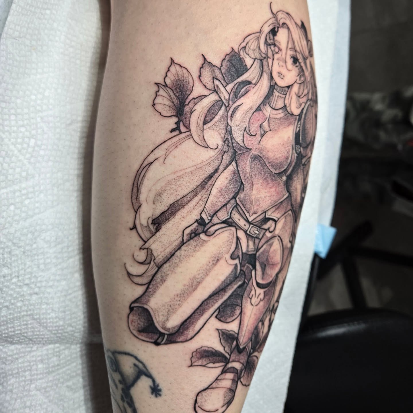 Tattoo by @savshimi — anime, dotwork