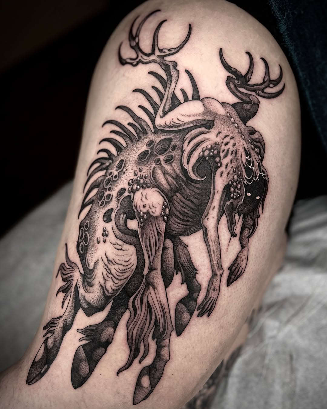 Tattoo by @kayseeshuster — dark_realism, dotwork