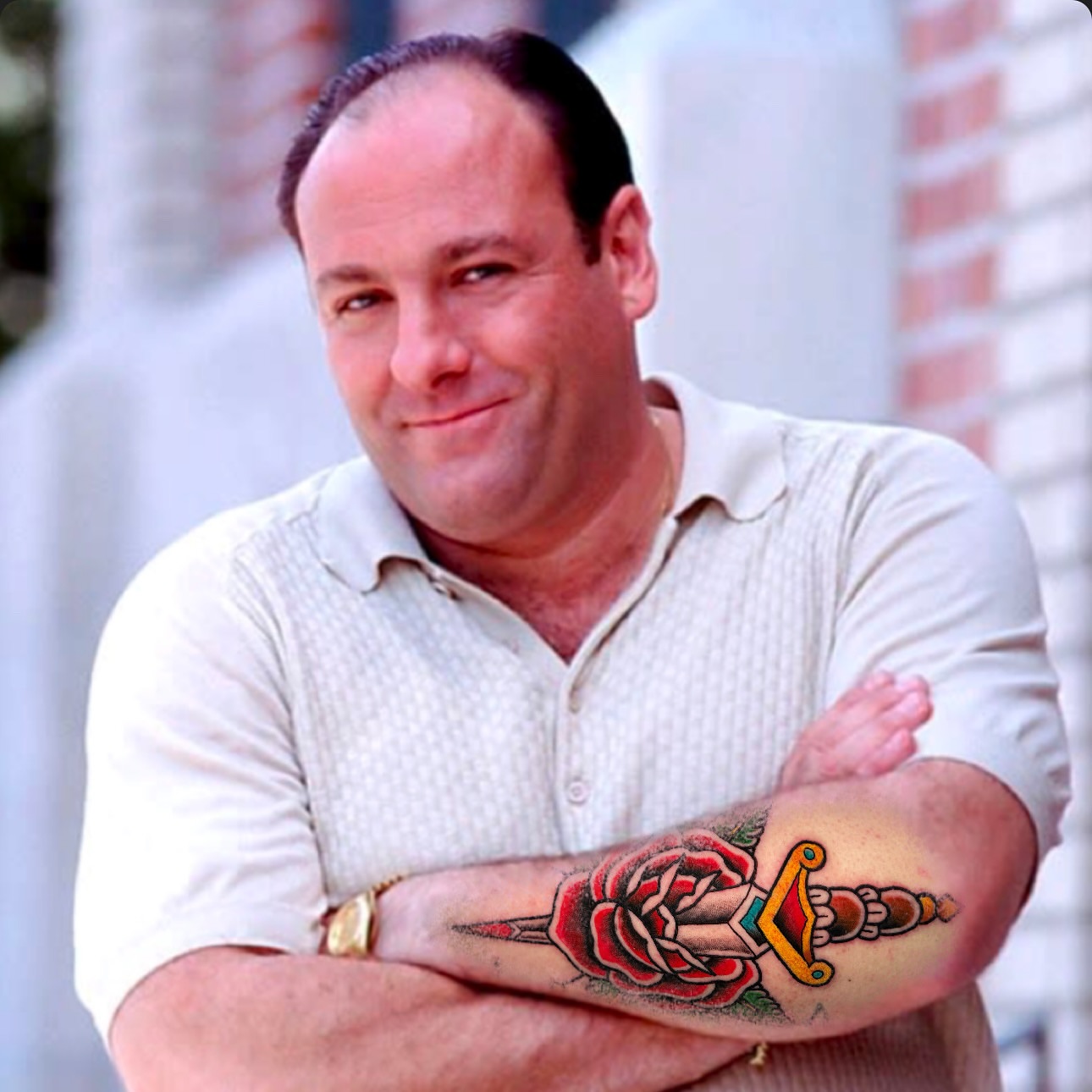 Rose and dagger American traditional tattoo on the forearm by ๐๐๐๐พ๐ - (่พ็ๅ
)