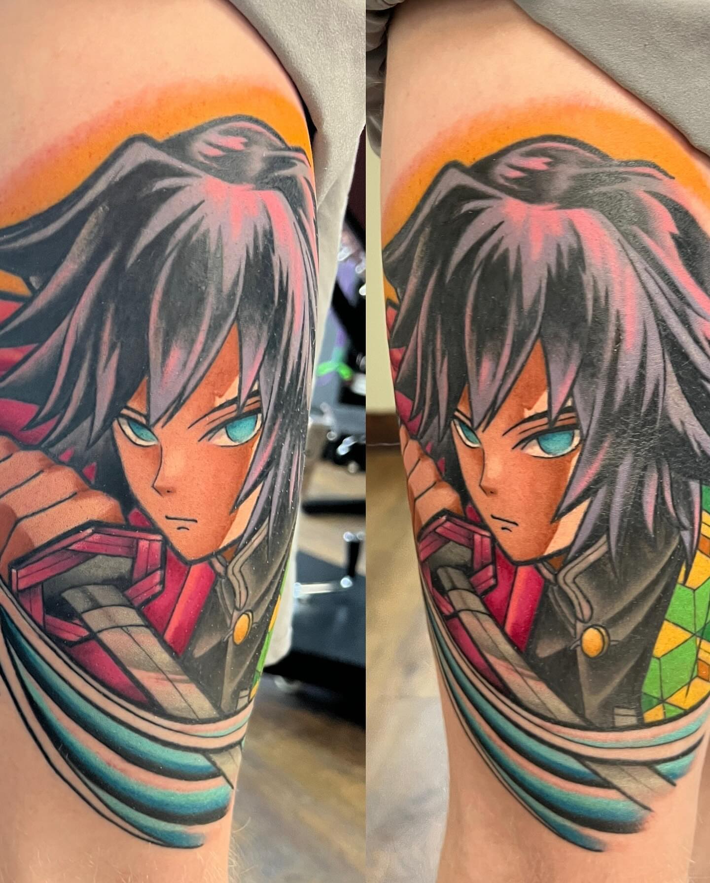 Anime character anime tattoo on the forearm by Bryon McVaney