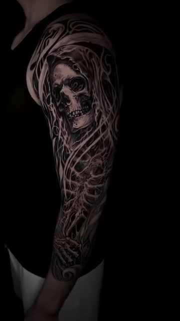 Tattoo by @coryjamestattoo — dark_realism, black_and_grey