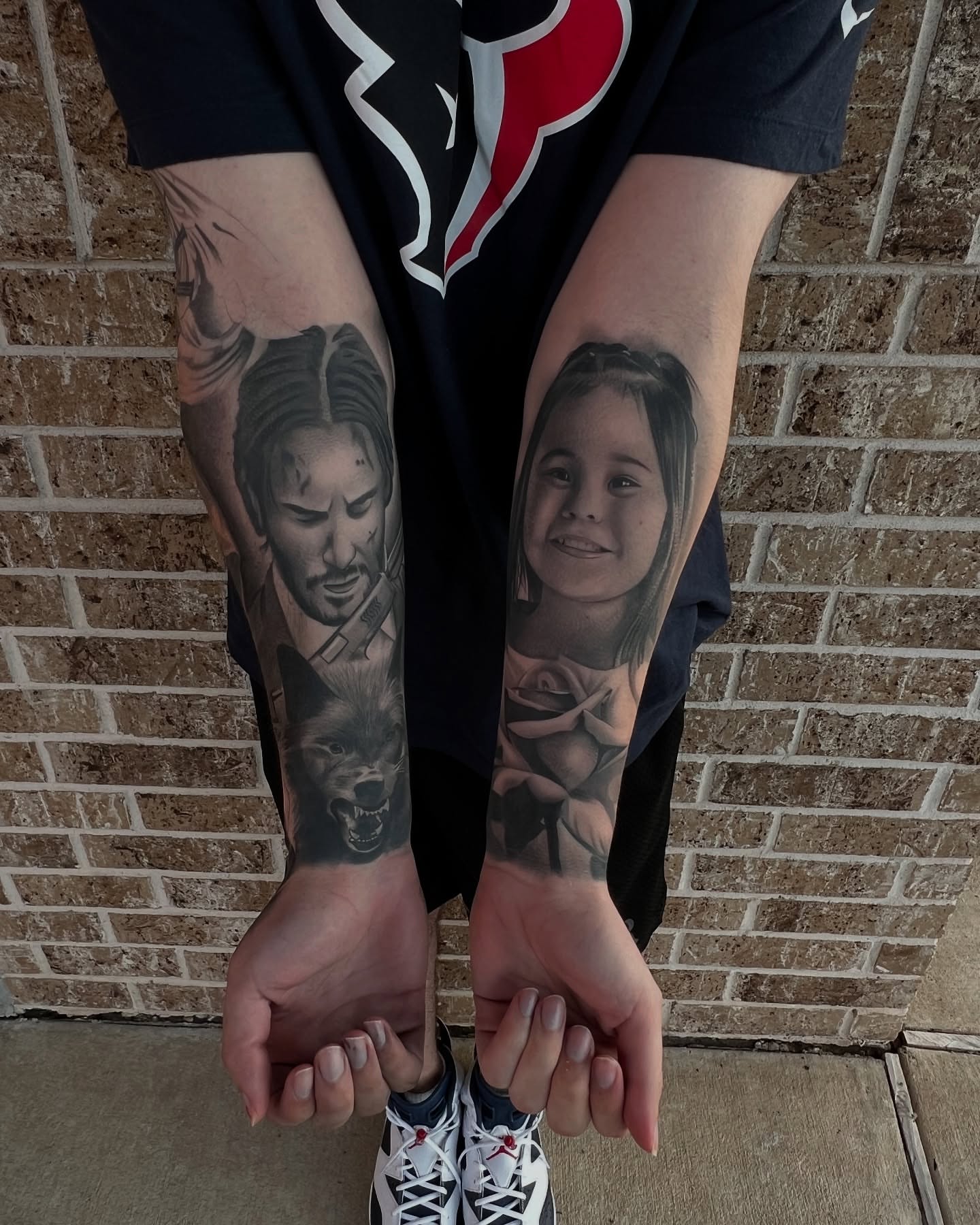 Portrait realism tattoo on the forearm by 𝖃𝖆𝖛𝖎𝖊𝖗 𝕬. 𝕾𝖆𝖑𝖎𝖓𝖆𝖘