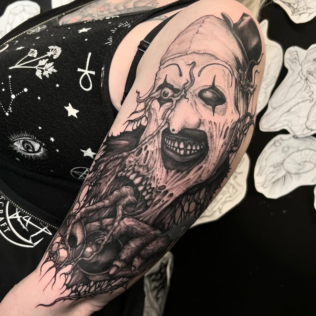 Tattoo by @kyleblacktattoos — dark_realism, black_and_grey