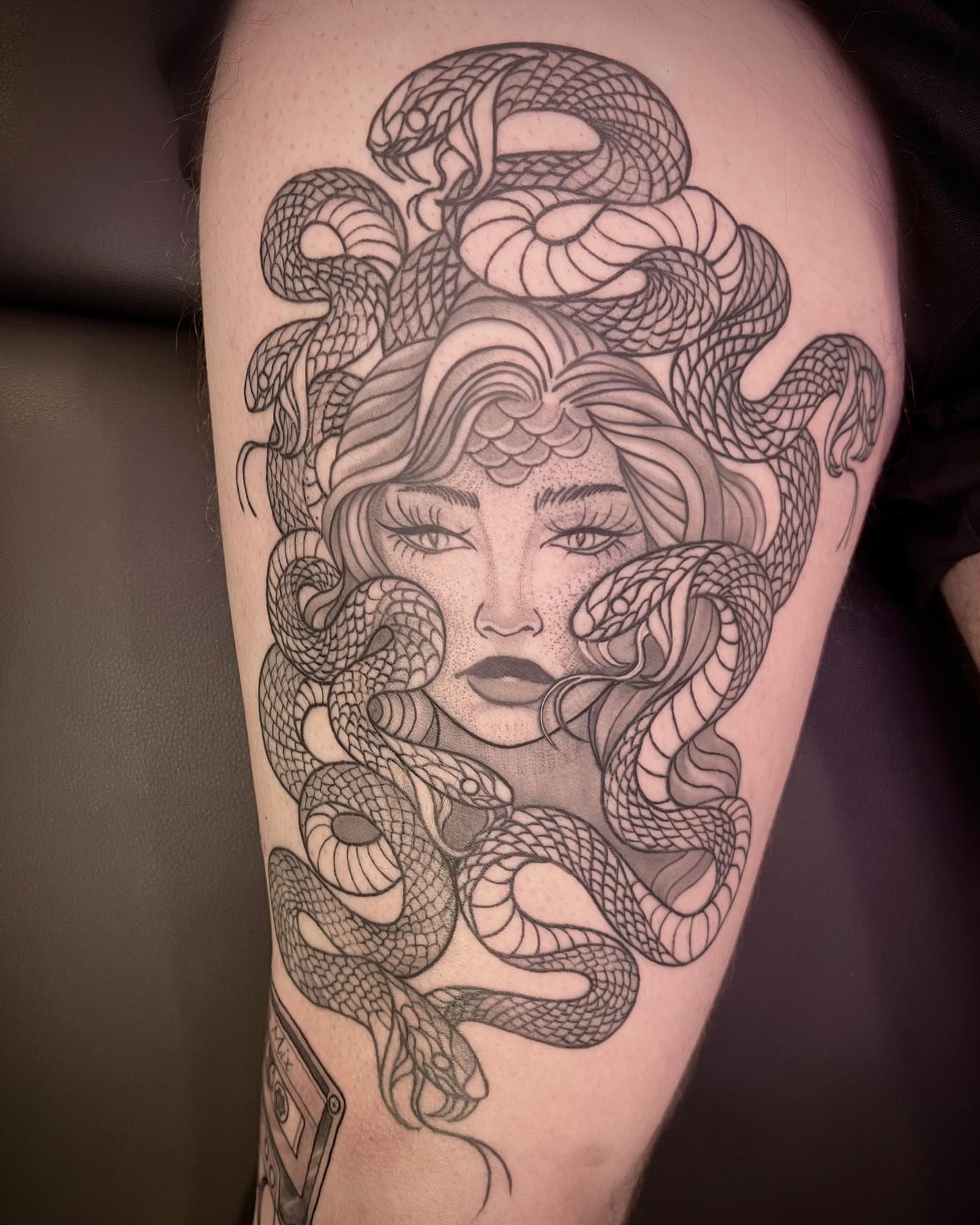 Tattoo by @hiddenheart_tattoo — dotwork, black_and_grey