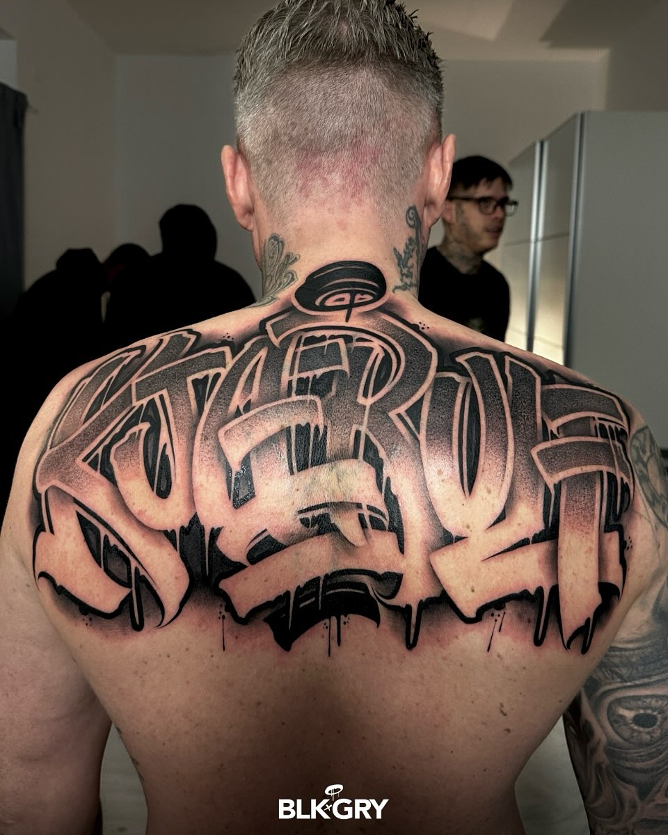 Tattoo by @angelstat2 — black_and_grey, lettering_script