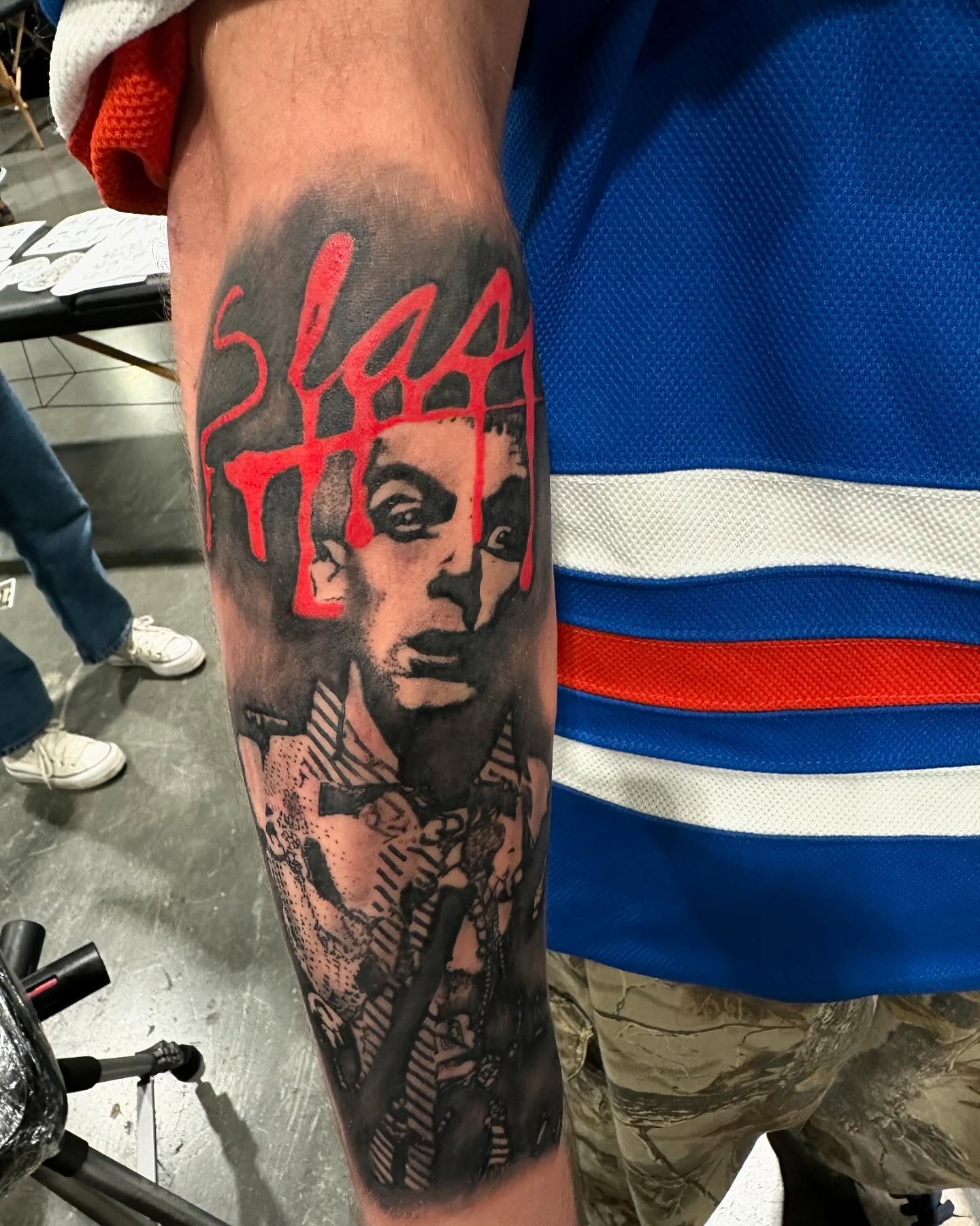 Portrait of a man realism tattoo on the forearm by Cyko Hernandez