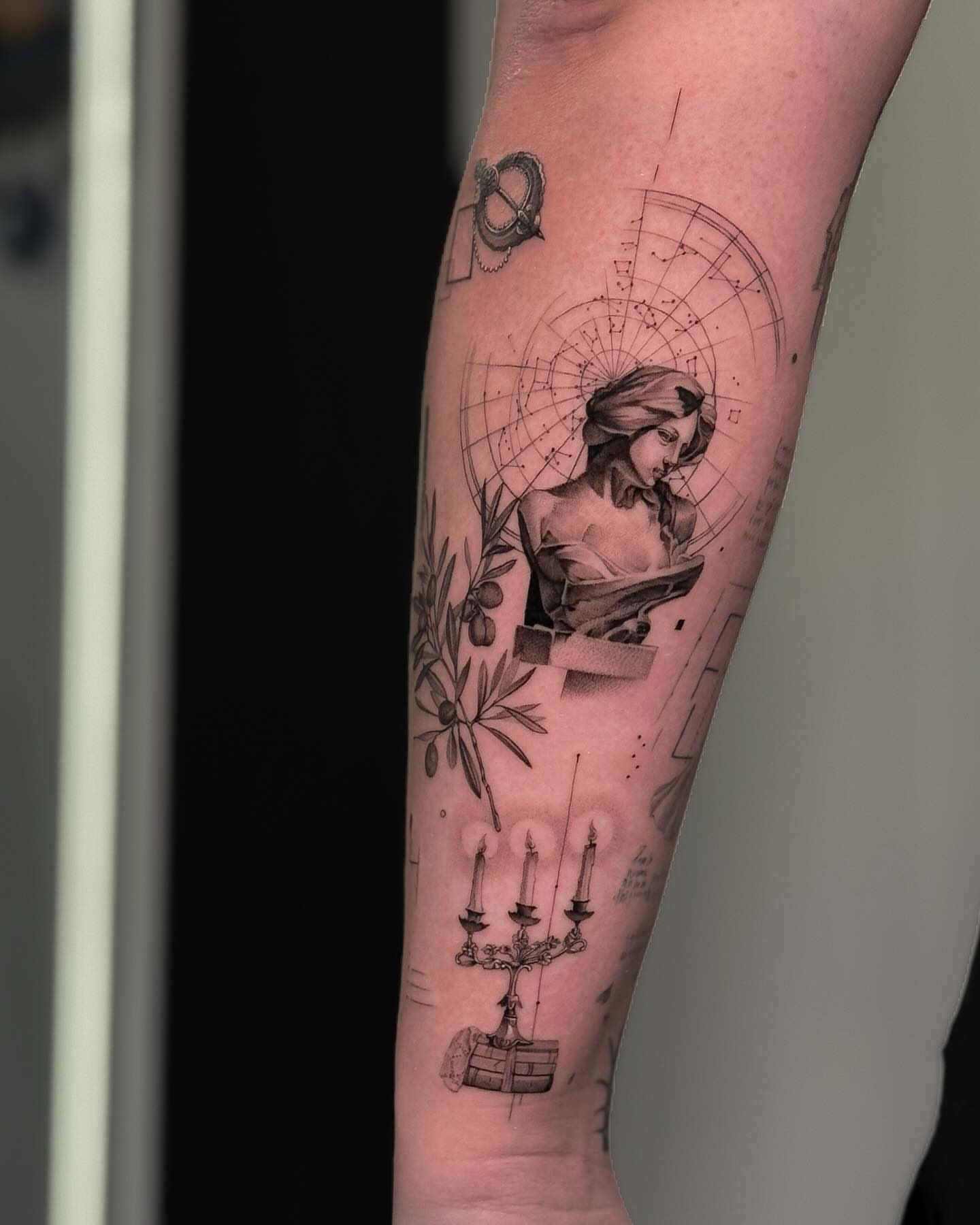 Religious figure realism tattoo on the forearm by ♡ 𝕍𝕚𝕔𝕥𝕠𝕣𝕚𝕒 ℍ𝕠𝕝𝕞𝕖𝕤 ♡, Avon, Ohio
