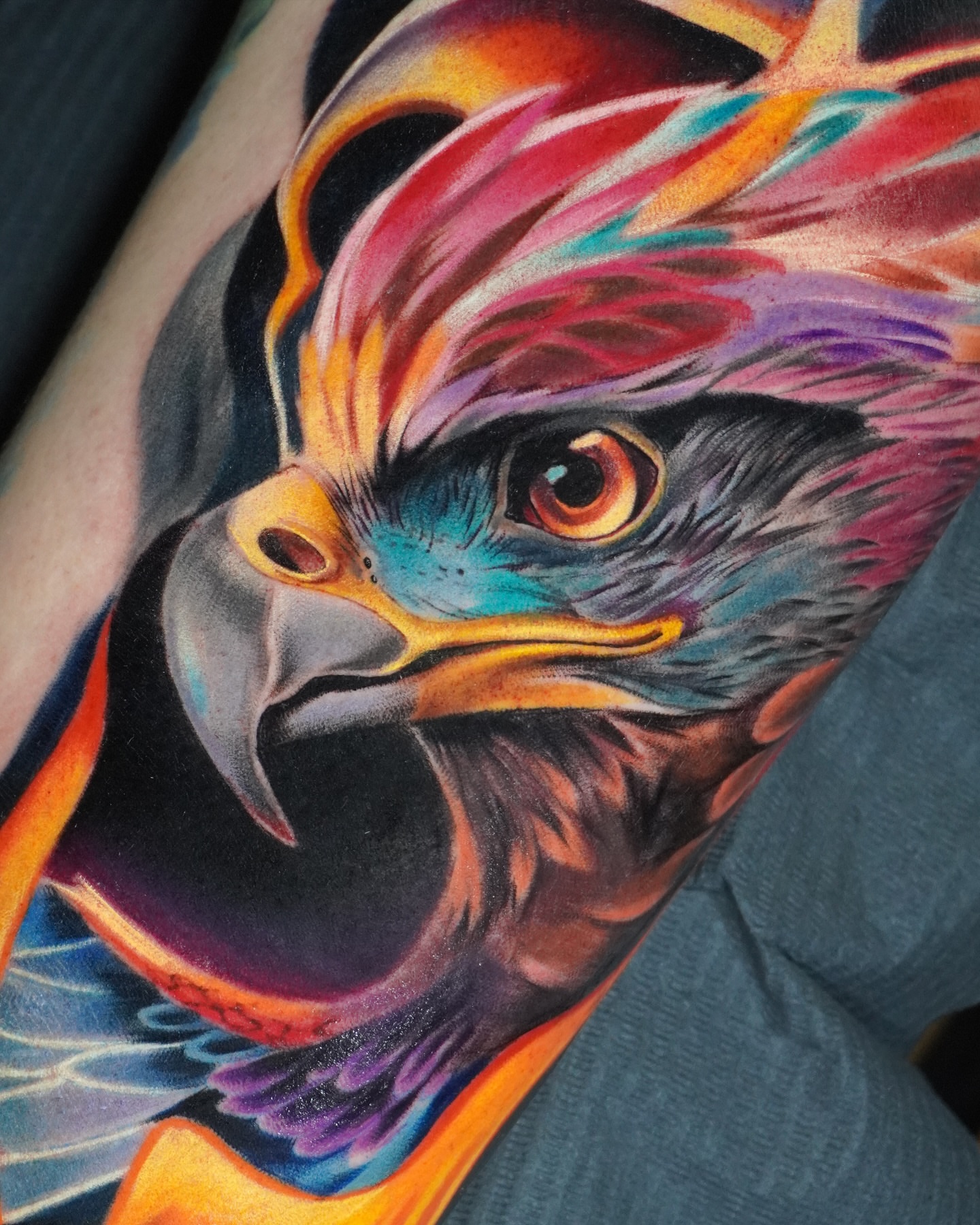 Eagle realism tattoo on the forearm by Daniela Duque Tattoo