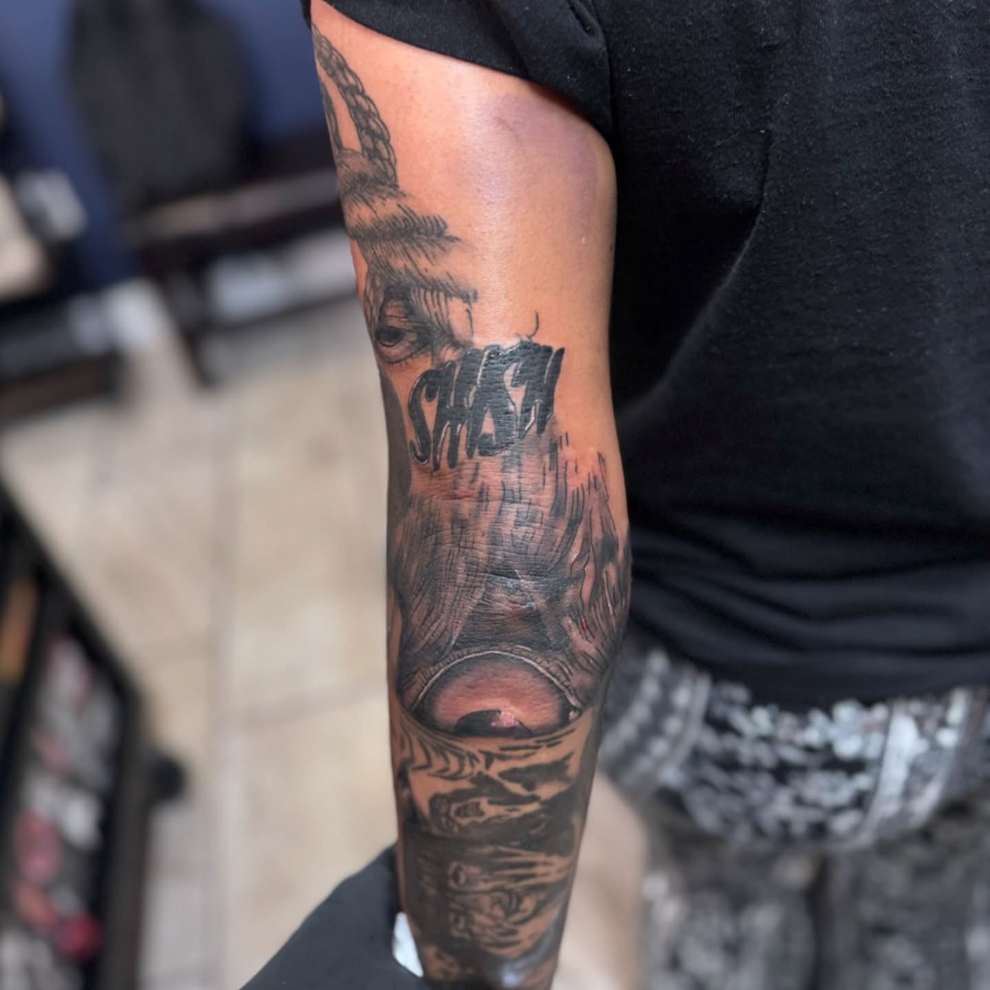 Tattoo by @cody_mooretattoos — black_and_grey