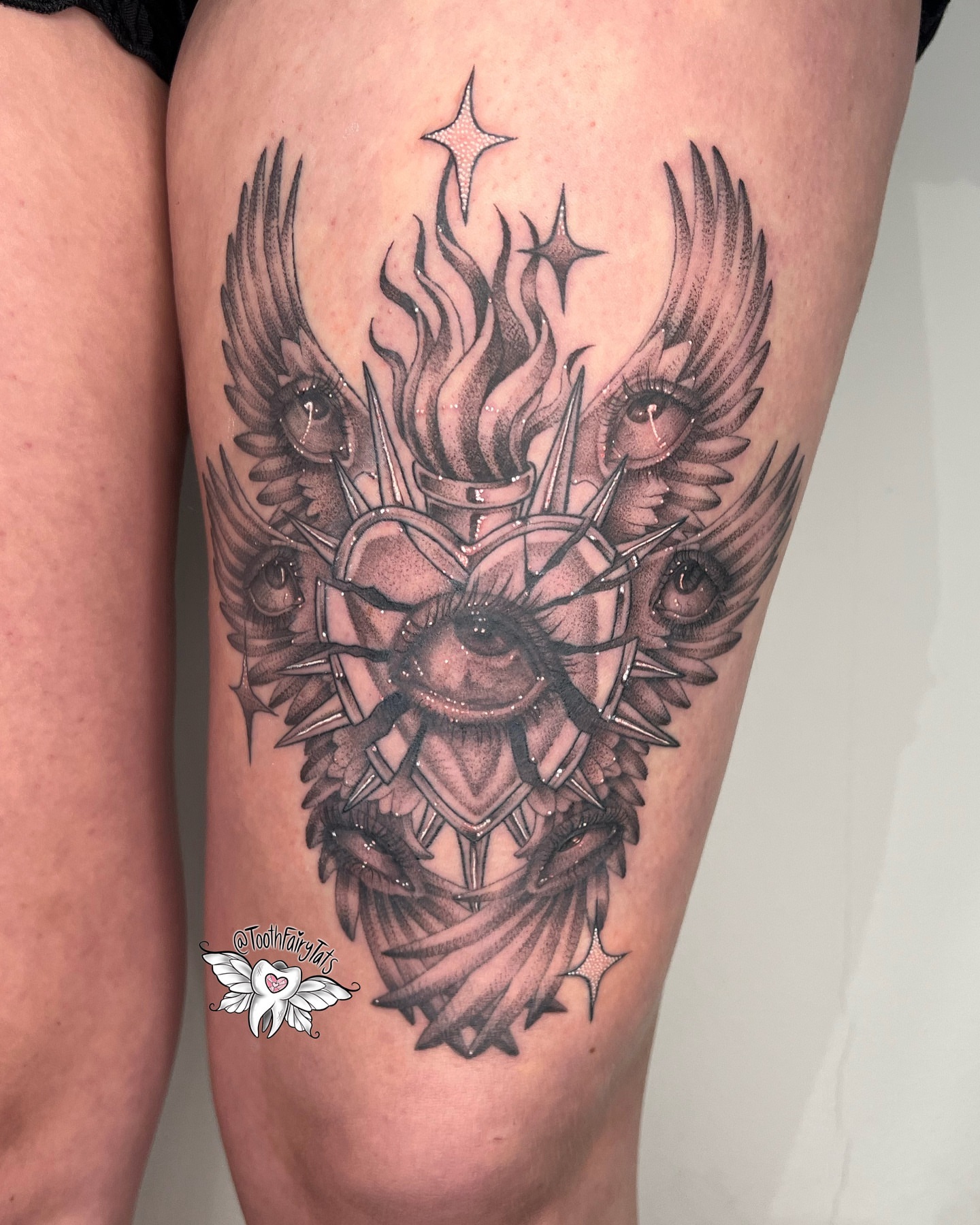 Tattoo by @toothfairytats — black_and_grey