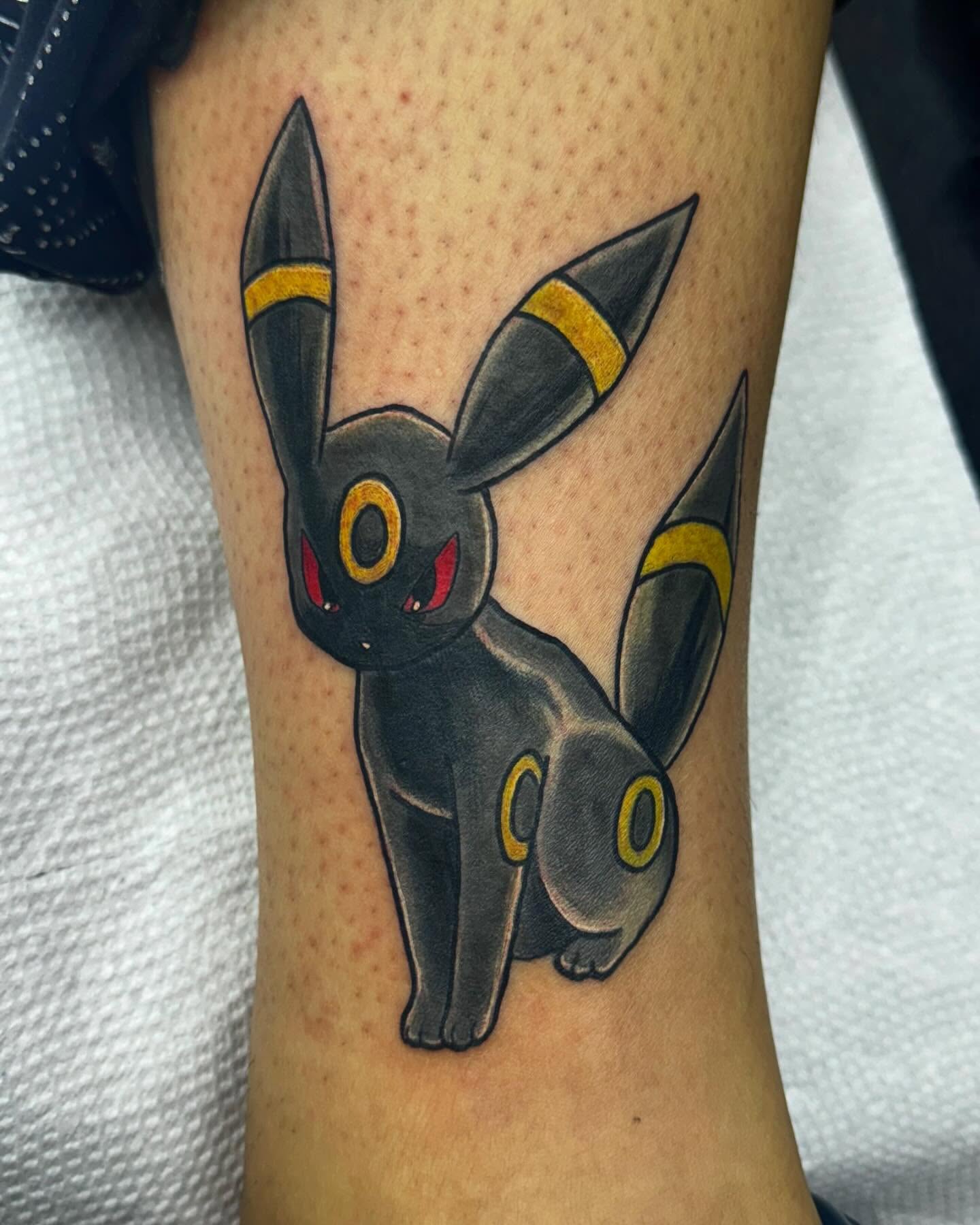 Umbreon American traditional tattoo on the forearm by Kevin A. Salinas ๐จ๐ด, Houston, Texas