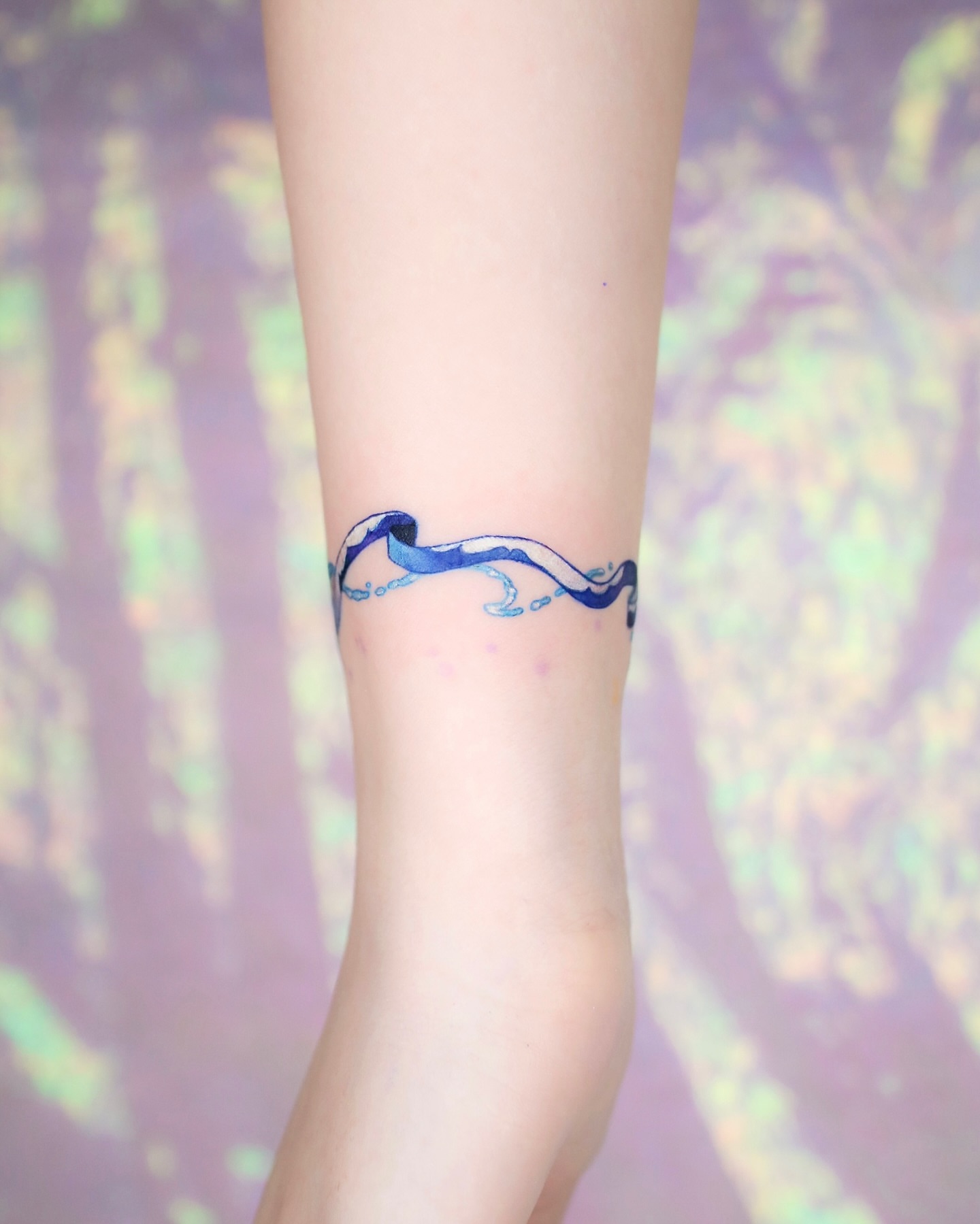 Wave new school tattoo on the forearm by 밍꽈 타투
