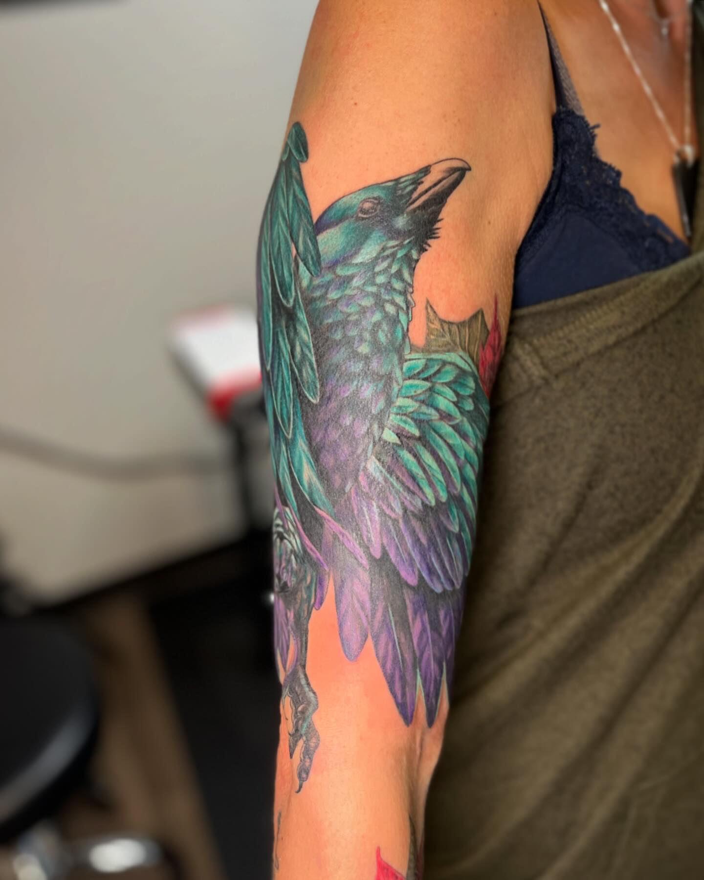 Bird realism tattoo on the forearm by Katlyne Jones