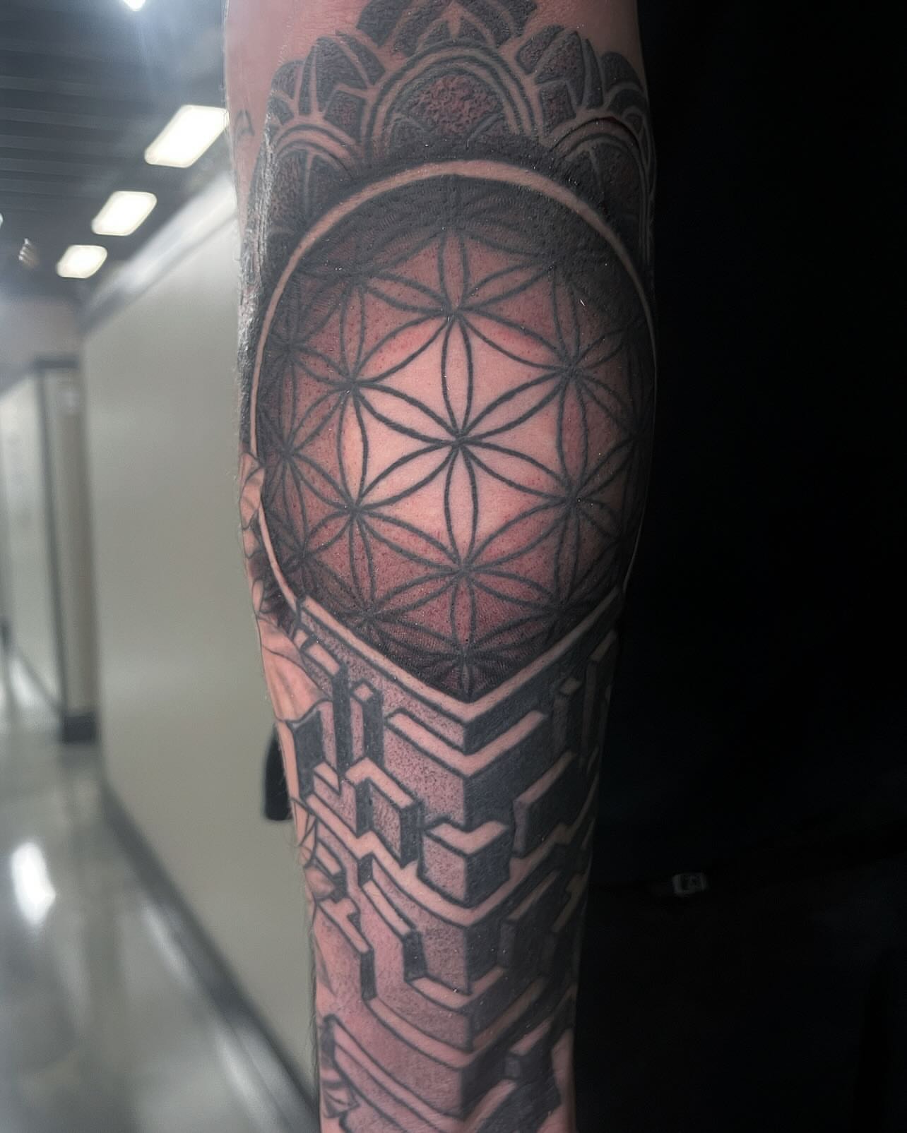 Geometric pattern geometric tattoo on the forearm by Shake_tatts