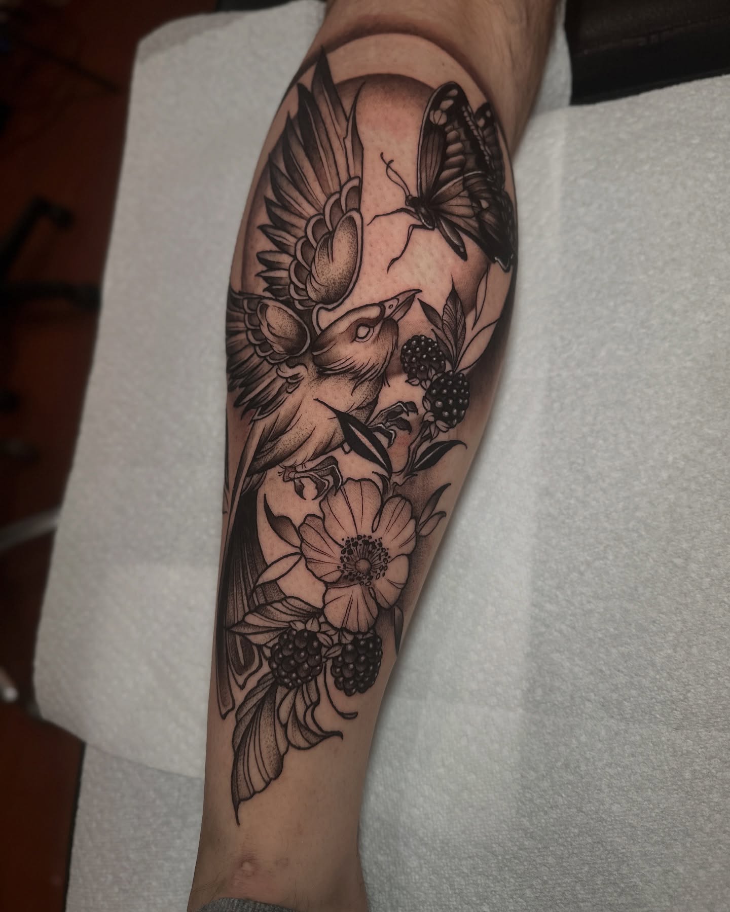 Tattoo by @hellbunnytattoos — black_and_grey, realism