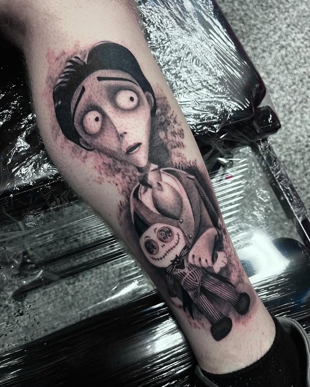 Tattoo by @thinkinkjr — black_and_grey, realism