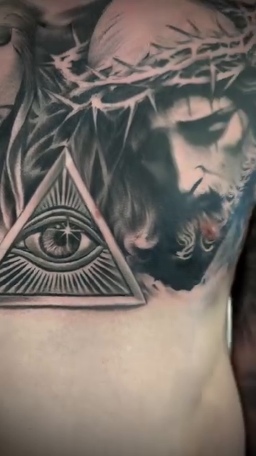 Jesus and mary realism tattoo by Mason Williams