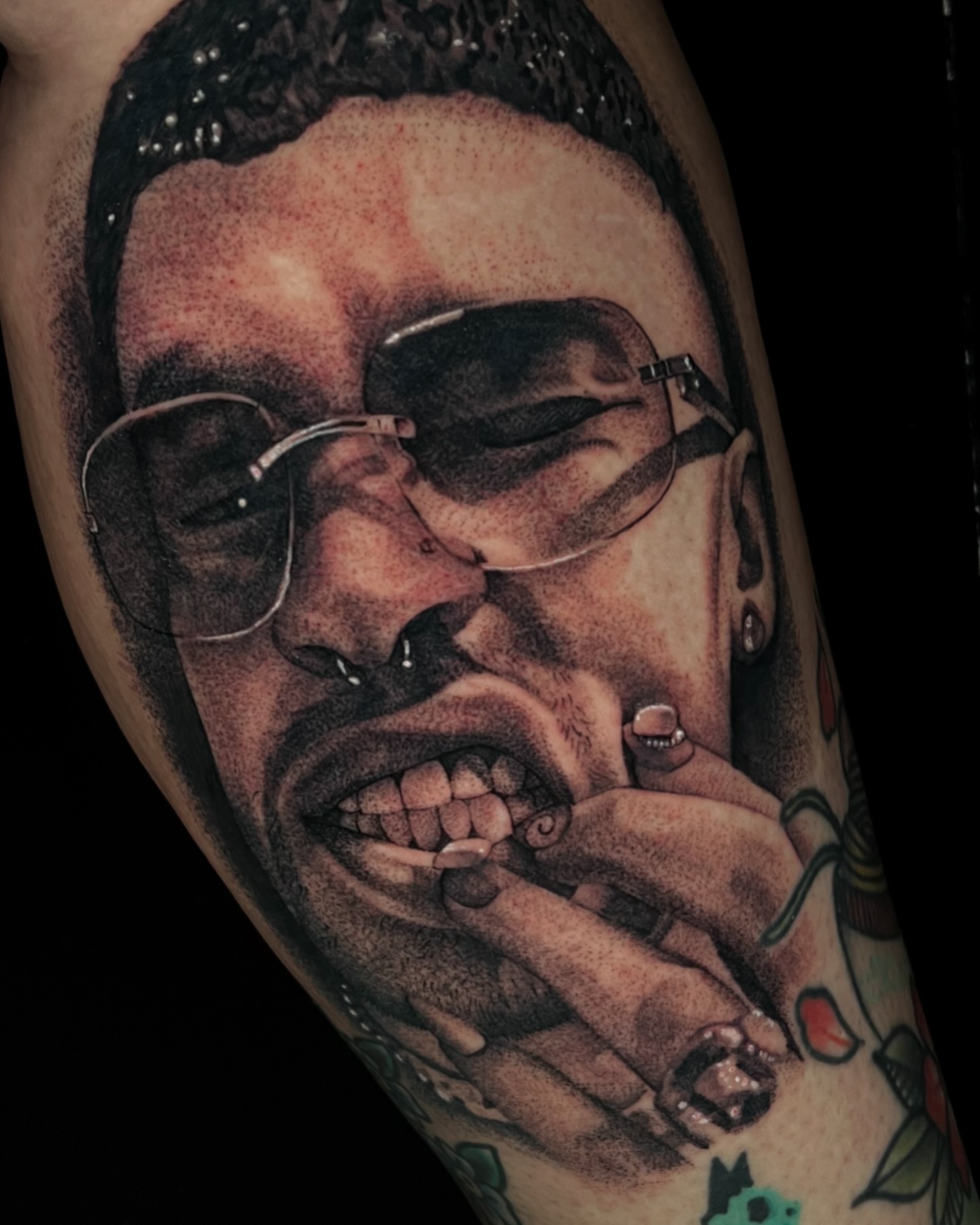 Portrait realism tattoo on the forearm by Angie Morales, Laredo, Texas