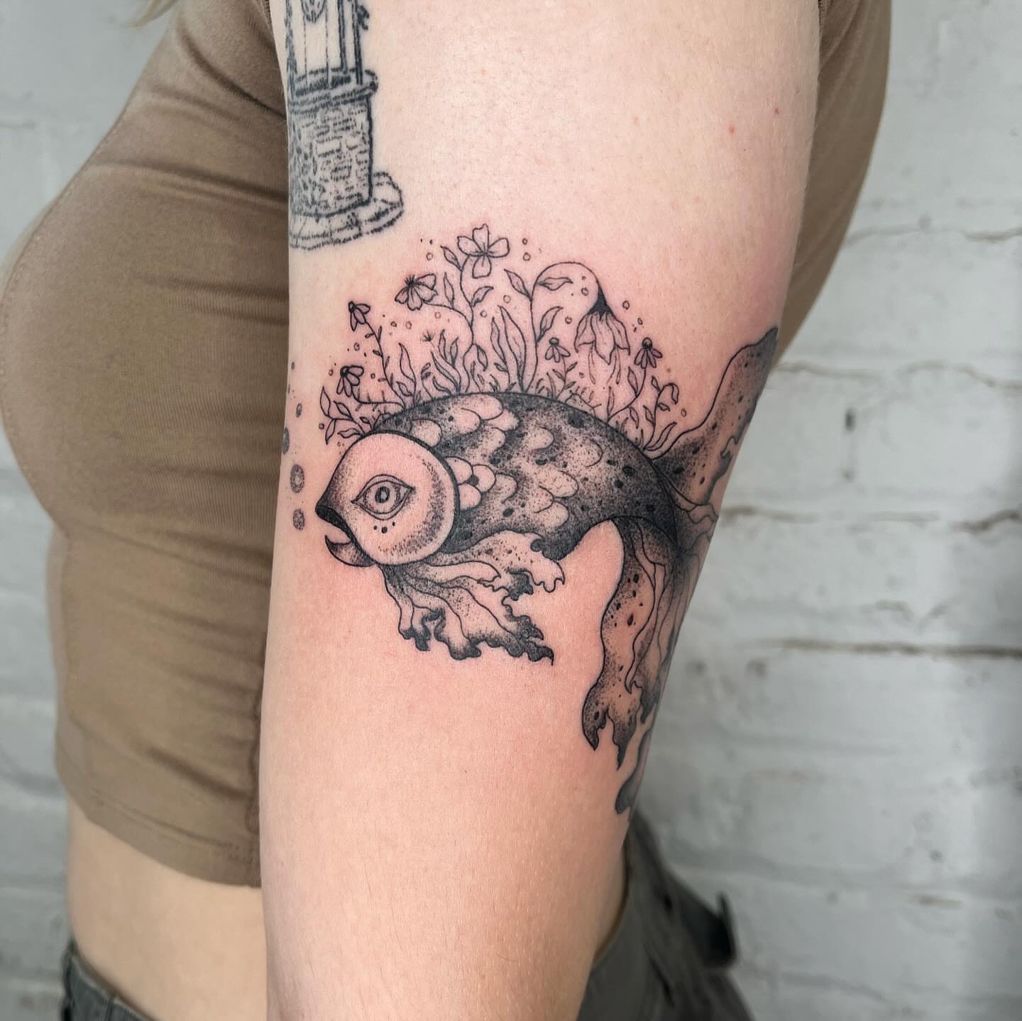 Owl dotwork tattoo on the forearm by 𝔇𝔢𝔰𝔦