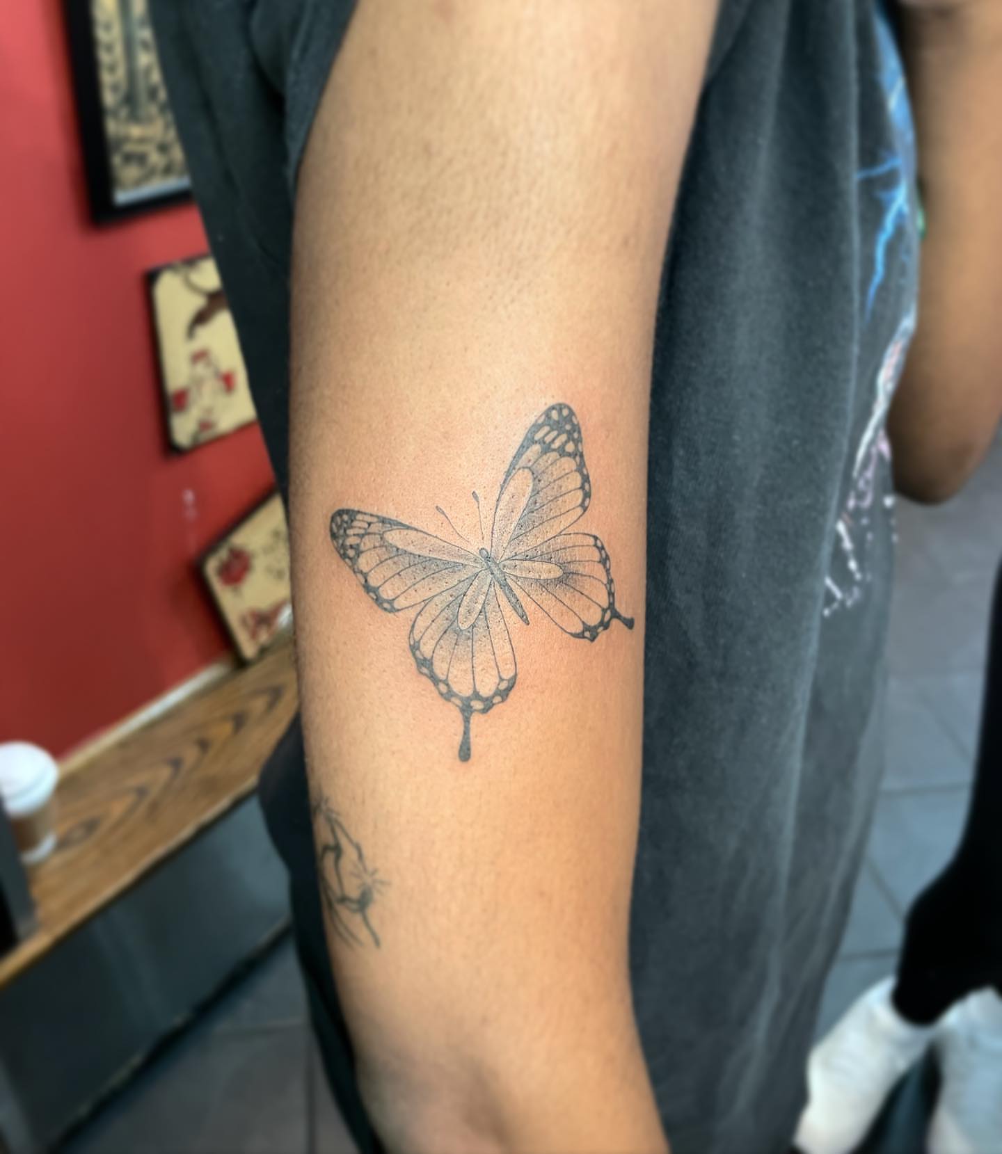 Butterfly dotwork tattoo on the forearm by Jesus A.