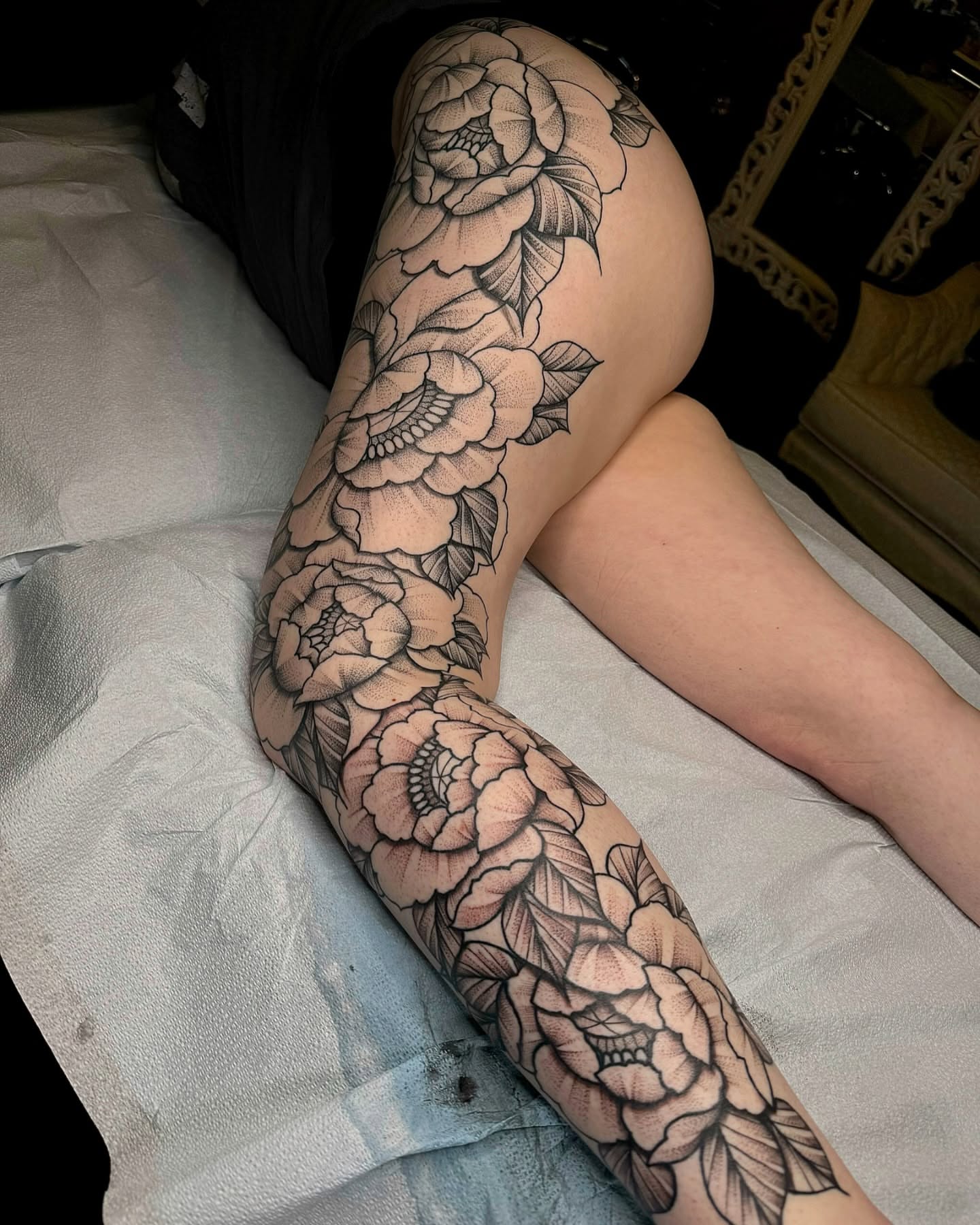 Tattoo by @thepaintedlady_tattoo — black_and_grey