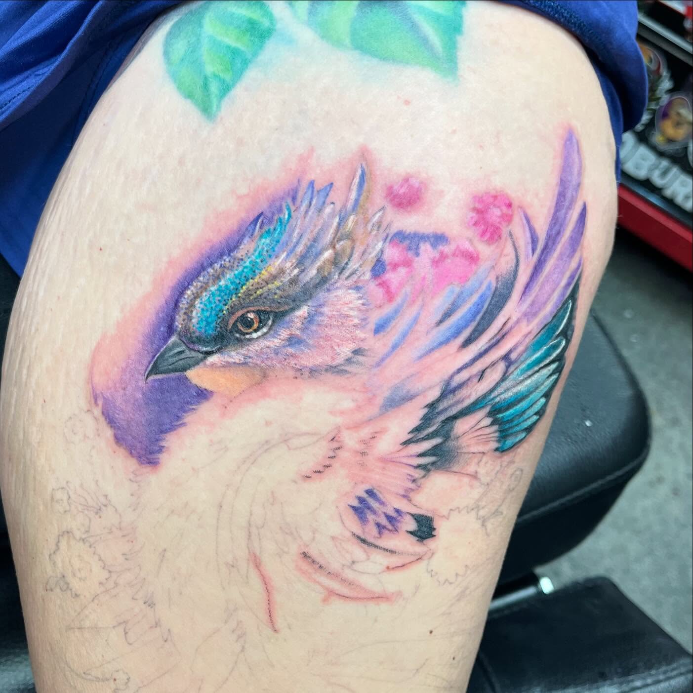 Tattoo by @scottyjstattoos — watercolor
