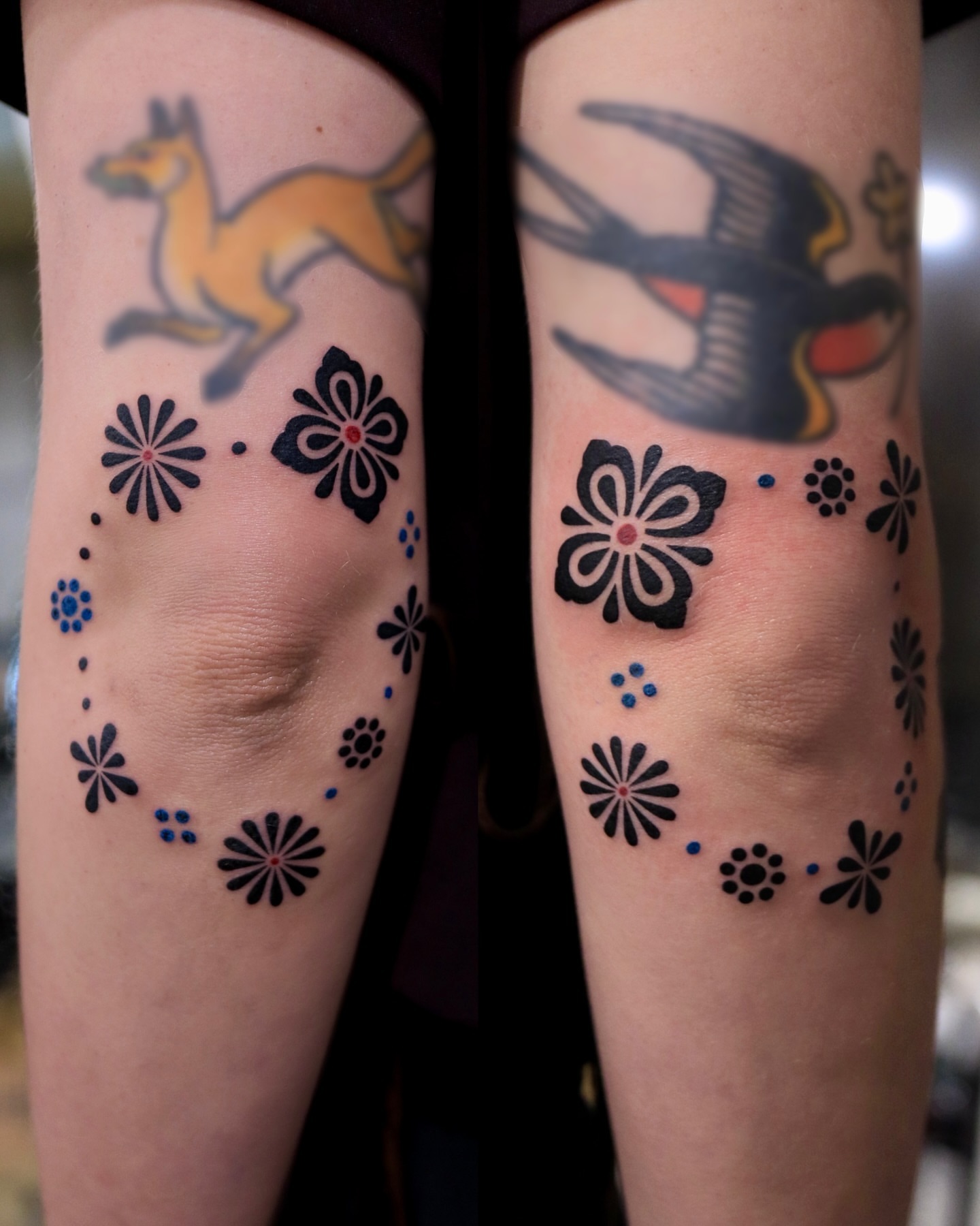 Floral pattern dotwork tattoo on the forearm by Seoul tattoo