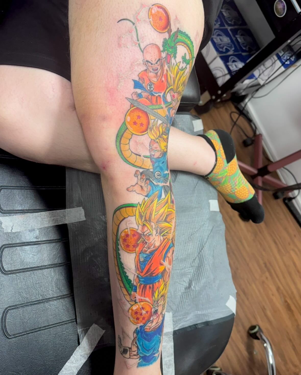 Dragon Ball characters anime tattoo on the forearm by McKenna Chalifoux