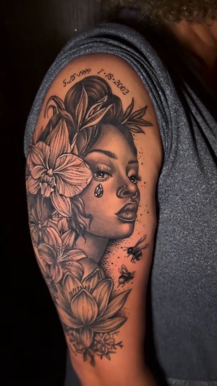 Tattoo by @laneybtattoos — realism, black_and_grey