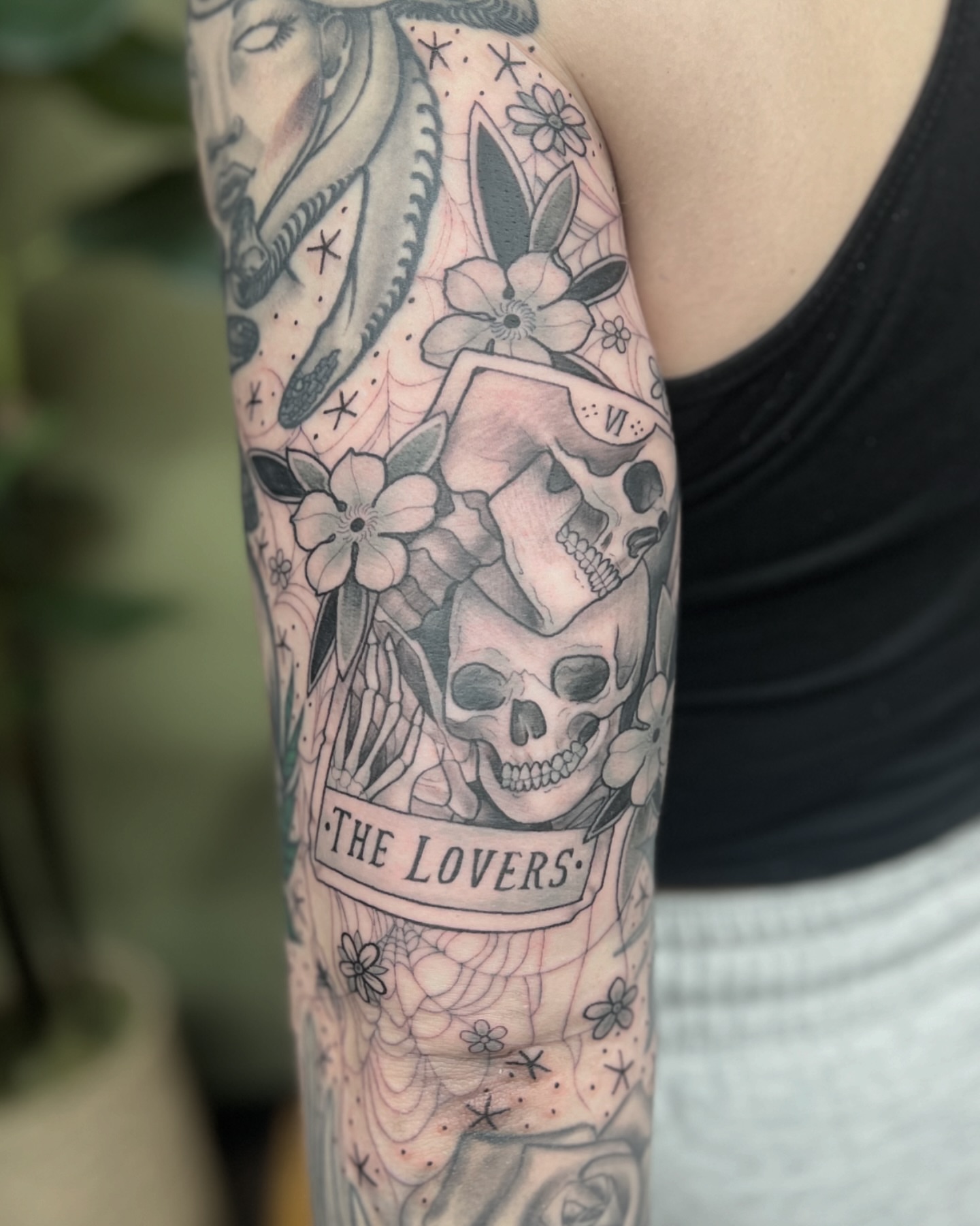 The lovers American traditional tattoo on the forearm by sam cedar geller 🐝