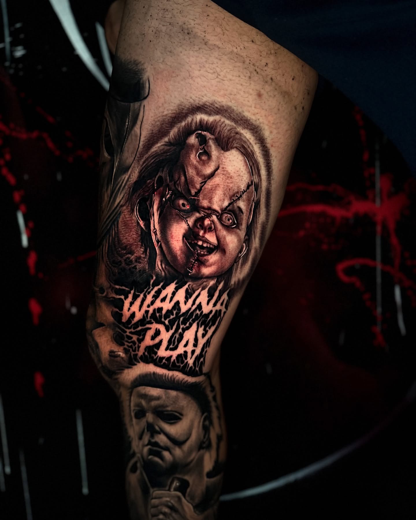 Horror movie characters realism tattoo on the forearm by Isaac