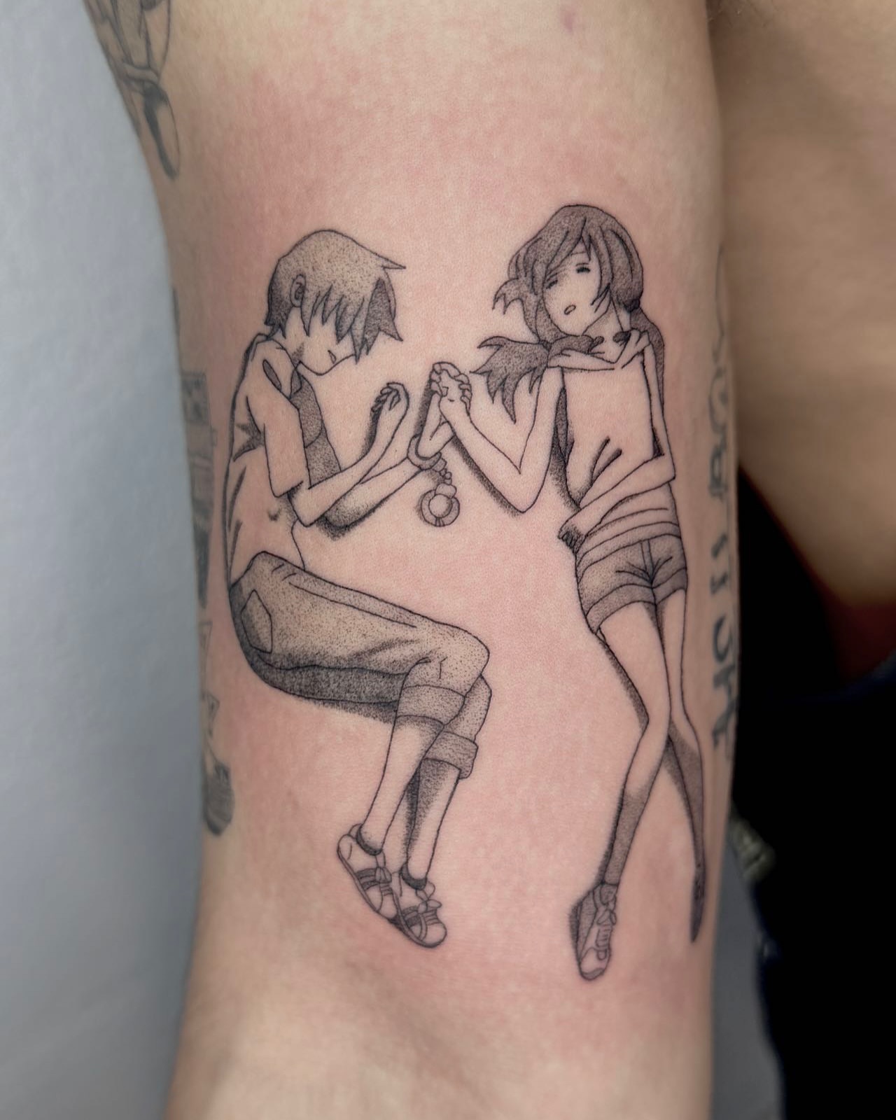 Tattoo by @a.ink.tattoo_leo — dotwork, anime