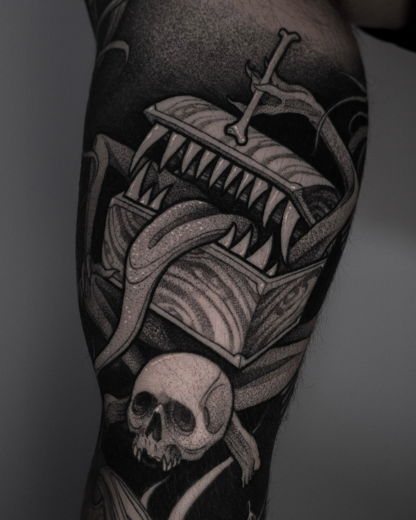 Tattoo by @lina.lcfr — dotwork, black_and_grey