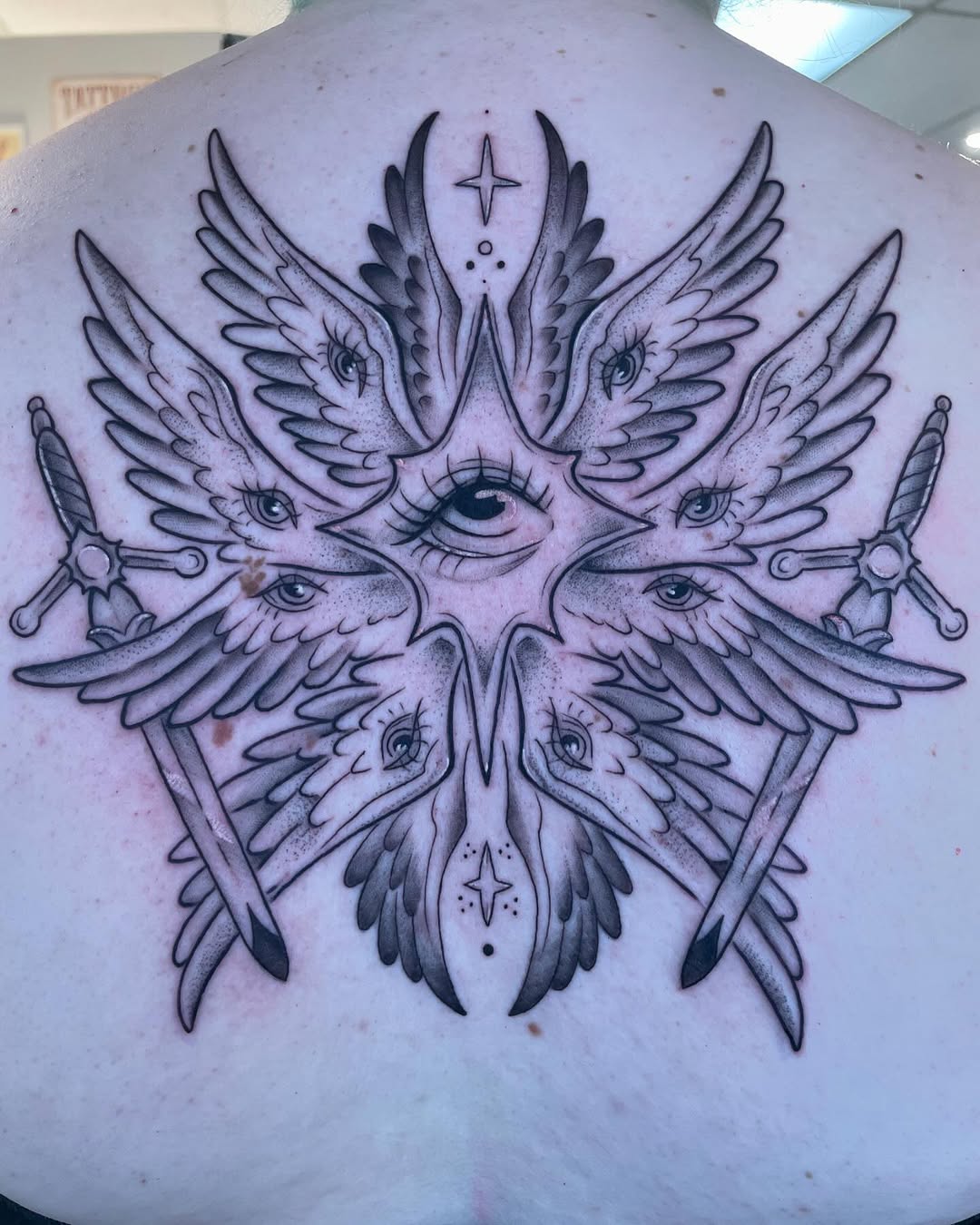 Tattoo by @stewstattoos — black_and_grey, dotwork