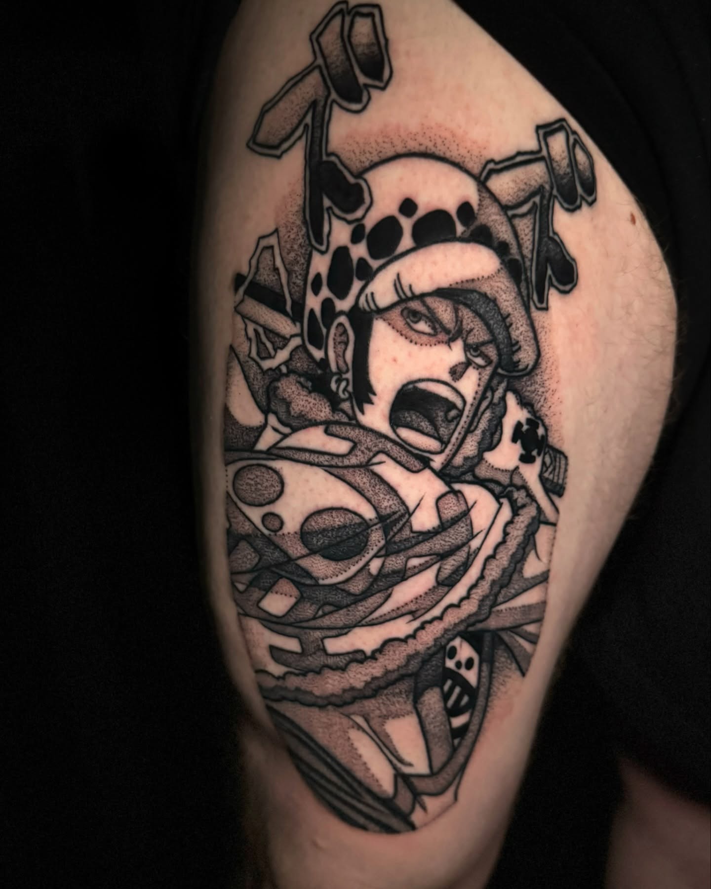 Tattoo by @casket_trash — dotwork, black_and_grey