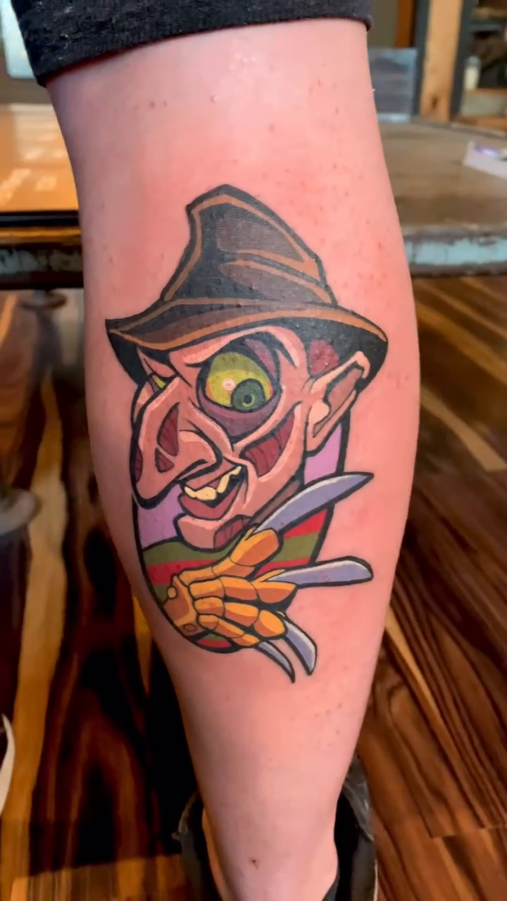 Freddy Krueger neo-traditional tattoo by Joshua L Wilson, Dayton, Ohio