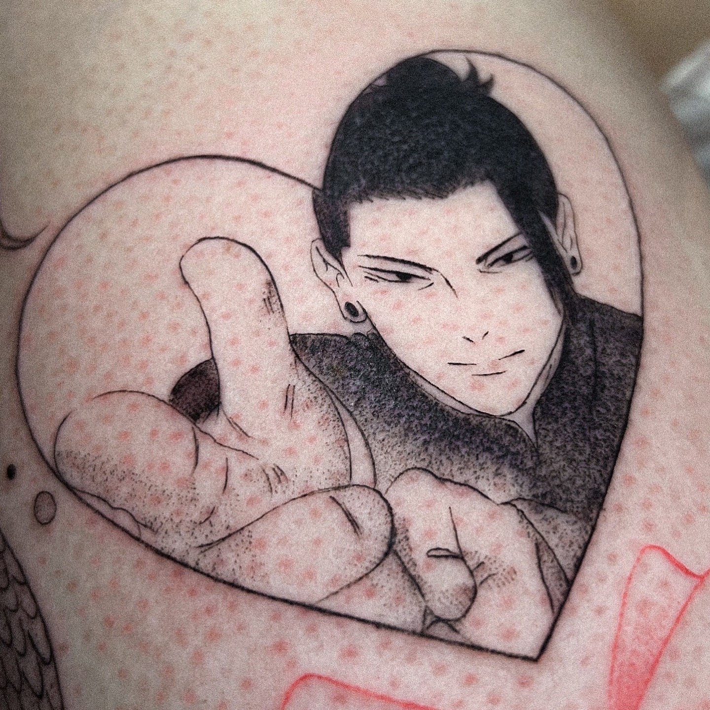 Tattoo by @gatxdelboske_ — dotwork, anime