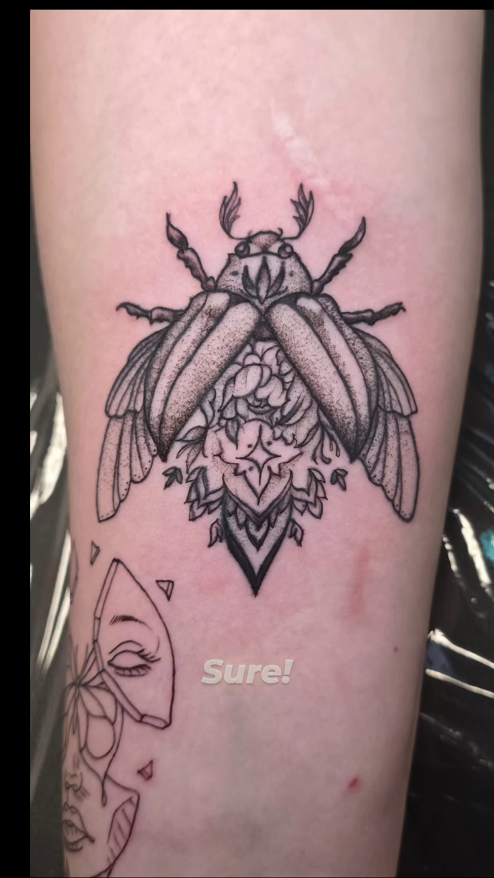 Beetle with mandala geometric tattoo by Camuel Whaley
