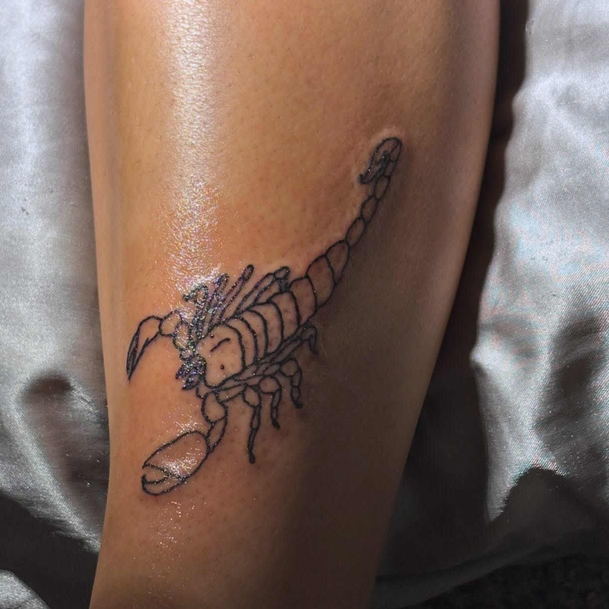 Scorpion black and grey tattoo on the forearm by sams tattoos