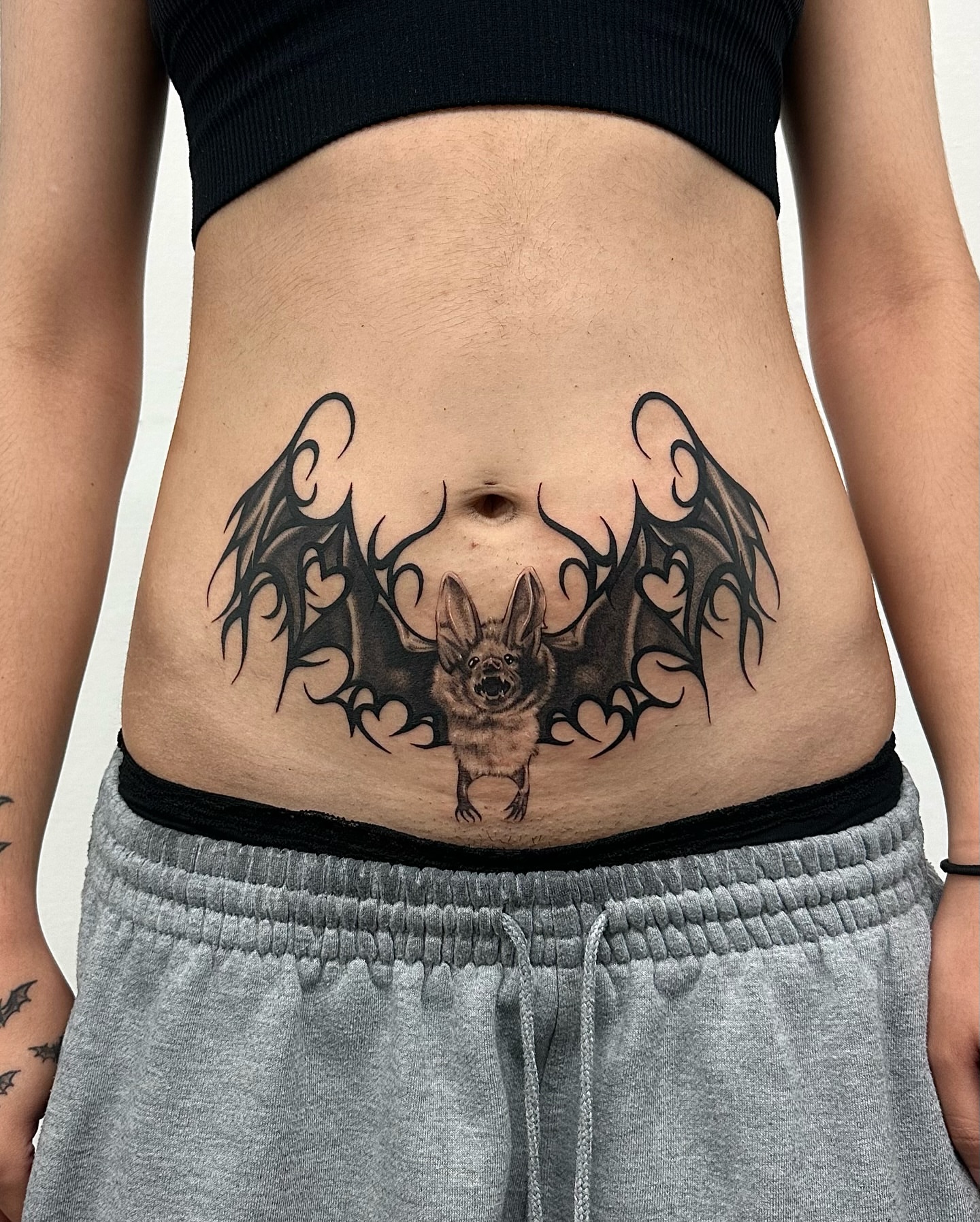 Bat black and grey tattoo by Mystikal Blue Casares