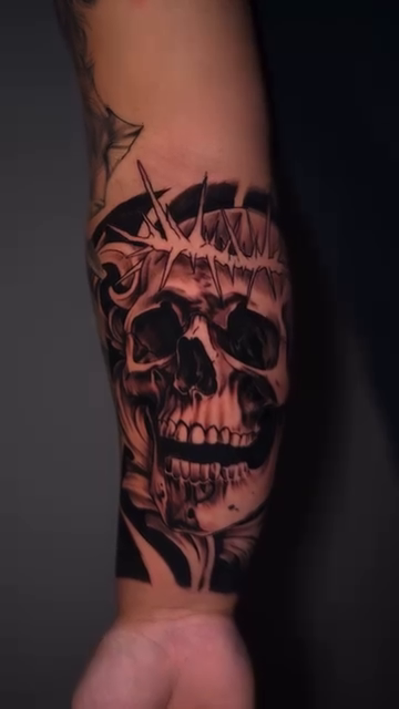 Tattoo by @bigheadtattoo — dark_realism, black_and_grey