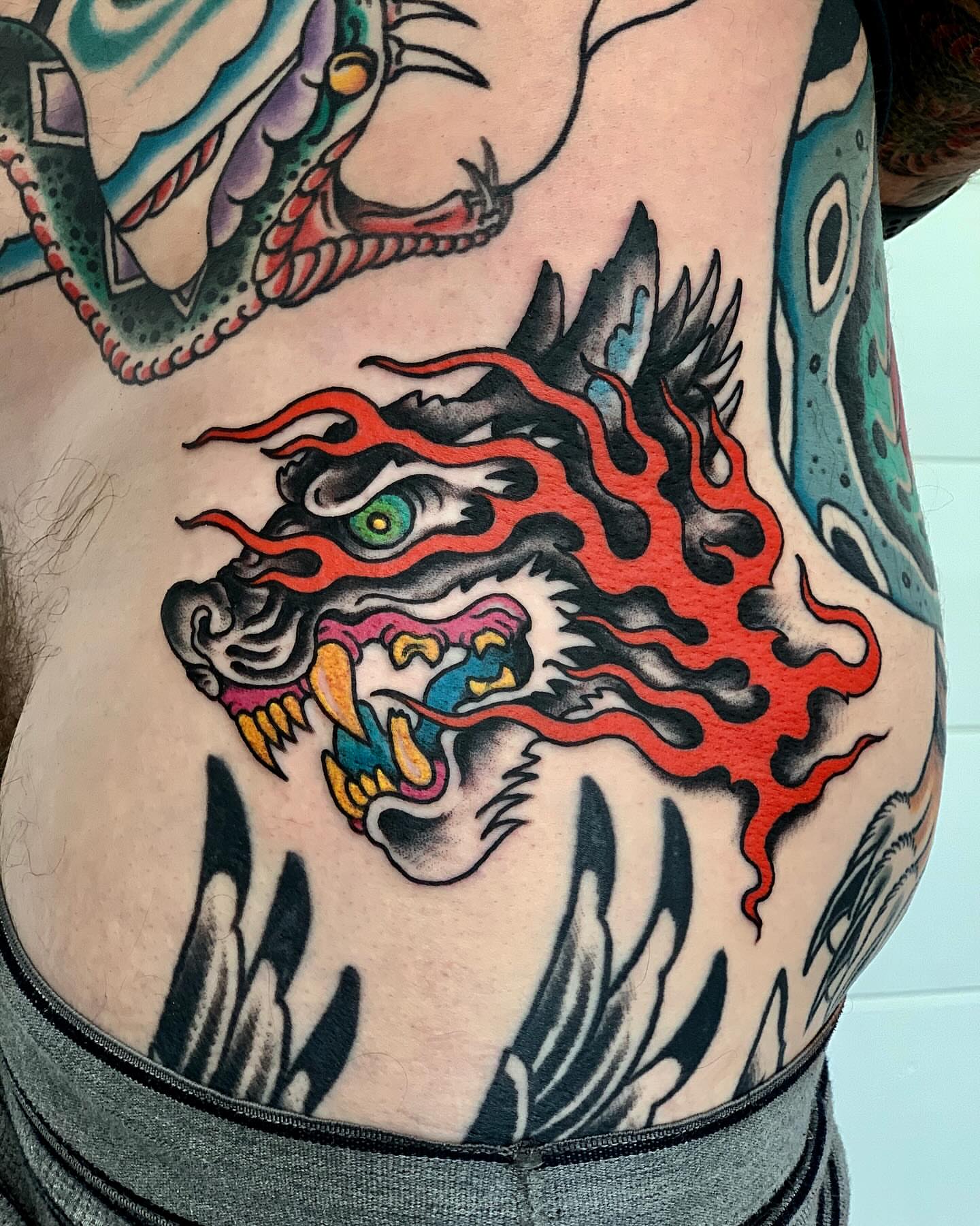 Tattoo by @nickrodintattoo — american_traditional, japanese_irezumi