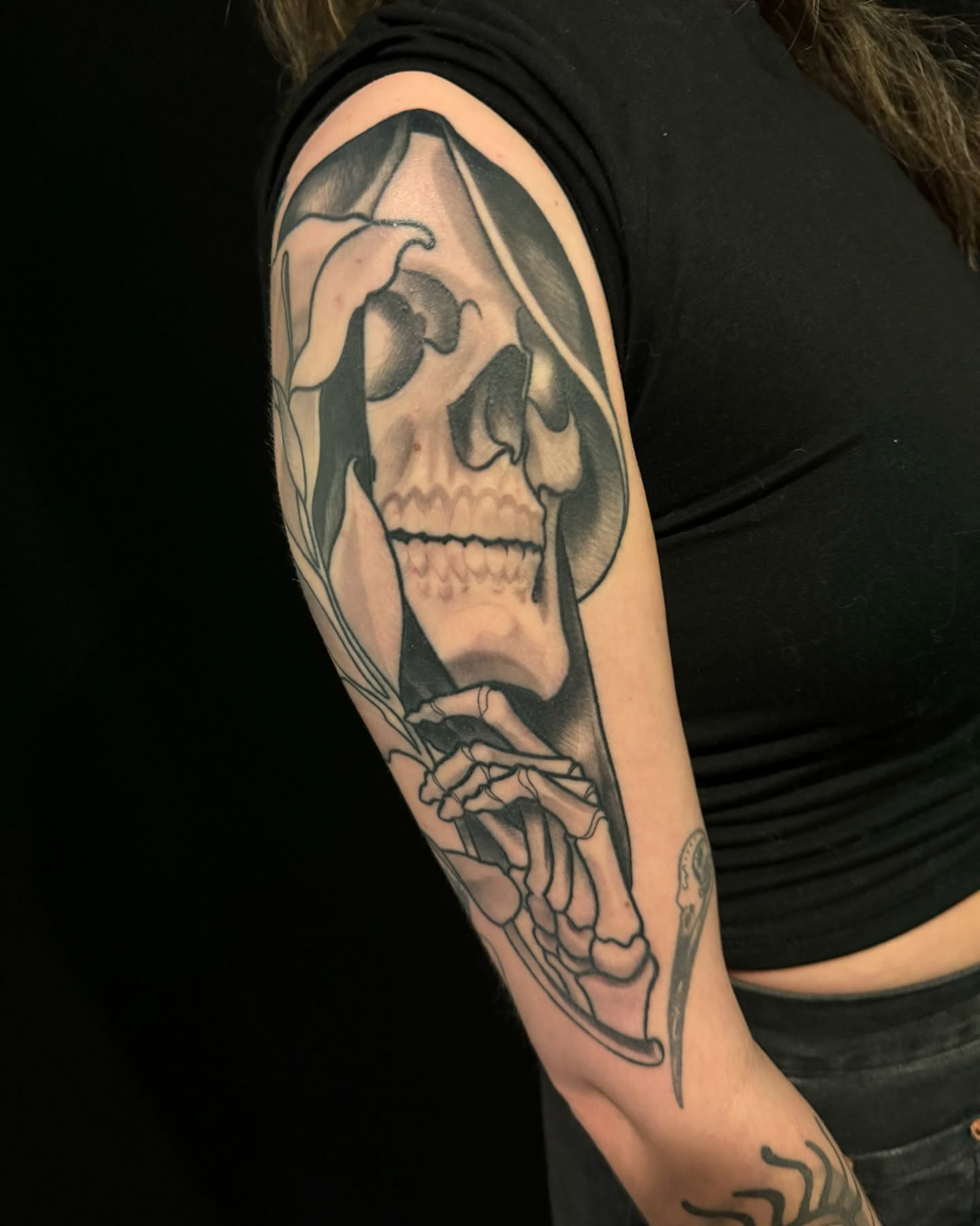 Tattoo by @doublescribbles — black_and_grey, realism