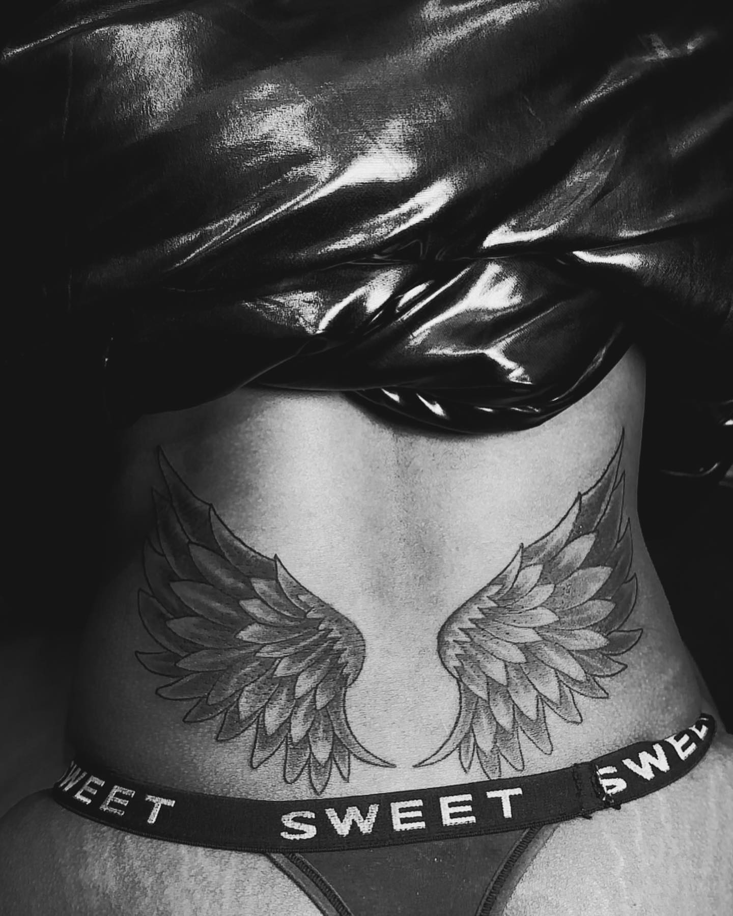 Wings black and grey tattoo on the torso by Shane Boss, Toronto, Ontario