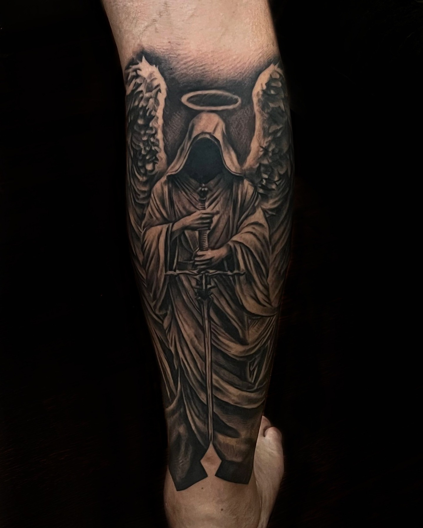 Grim reaper realism tattoo on the forearm by ππππππ
