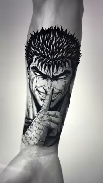 Guts from Berserk dark realism tattoo by Ryan Walker
