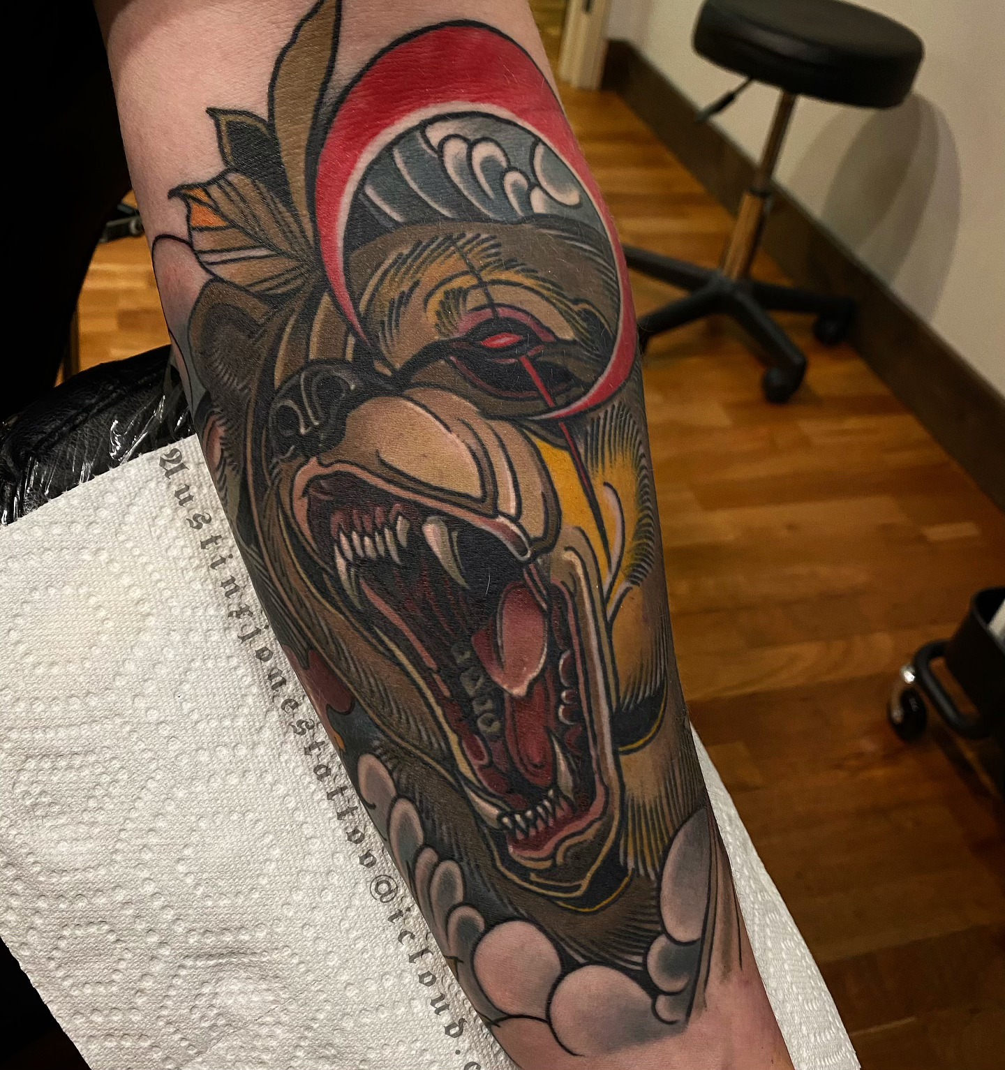 Skull with open mouth American traditional tattoo on the forearm by 👻✦ 🅐🅤🅢🅣🅘🅝🅧🅙🅞🅝🅔🅢 ✦👻