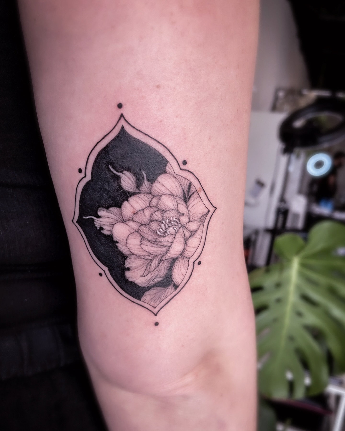 Flower black and grey tattoo on the forearm by 𝒥𝓊𝓃𝒾𝓅𝑒𝓇 𝒫𝑜𝓈𝓉 (Juju)